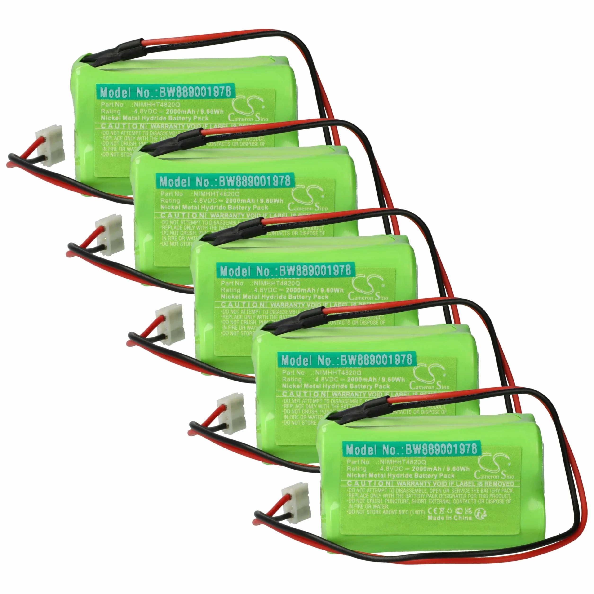 vhbw 5 x akumulator kompatybilny z ABM KCW013(SC) | KCD013(SC), KDU013(SC), IL023(8) droga ewakuacyjna, oświetlenie awaryjne (2000 mAh, 4,8 V, NiMH)