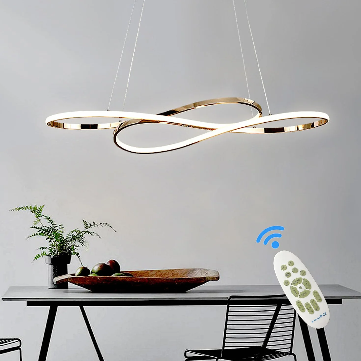 ASJK nowoczesne lampy wiszące led żyrandole do salonu,żyrandol led z pilotem ściemniania za pomocą pilota, akrylowa lampa wisząca do kuchni, jadalni i salonów. Złoto