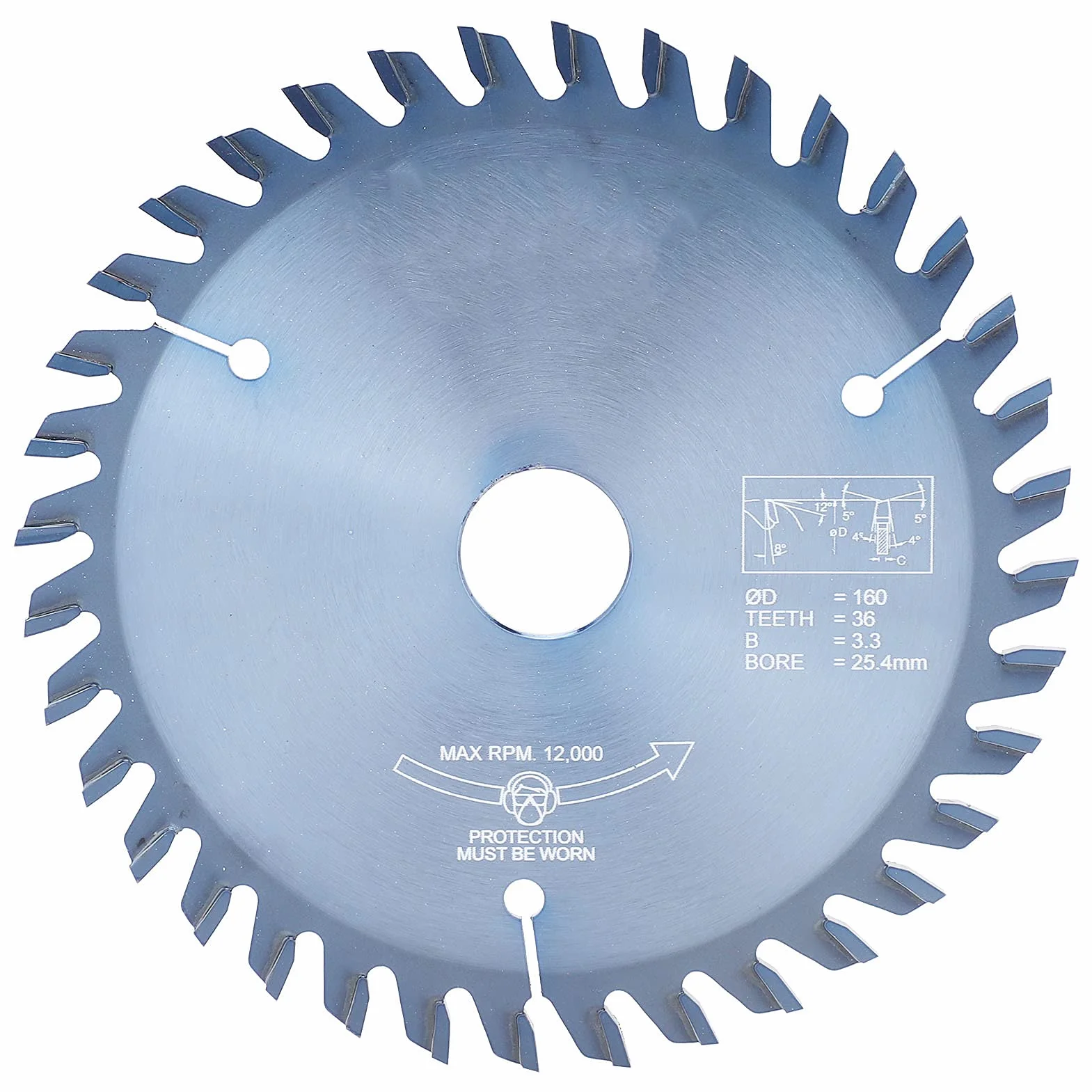 Brzeszczot z twardego stopu do obróbki drewna – 36 zębów, średnica 160 mm, trzpień 25,4 mm – niebieska powłoka zapobiegająca rdzy – tarcza tnąca do płyt z litego drewna