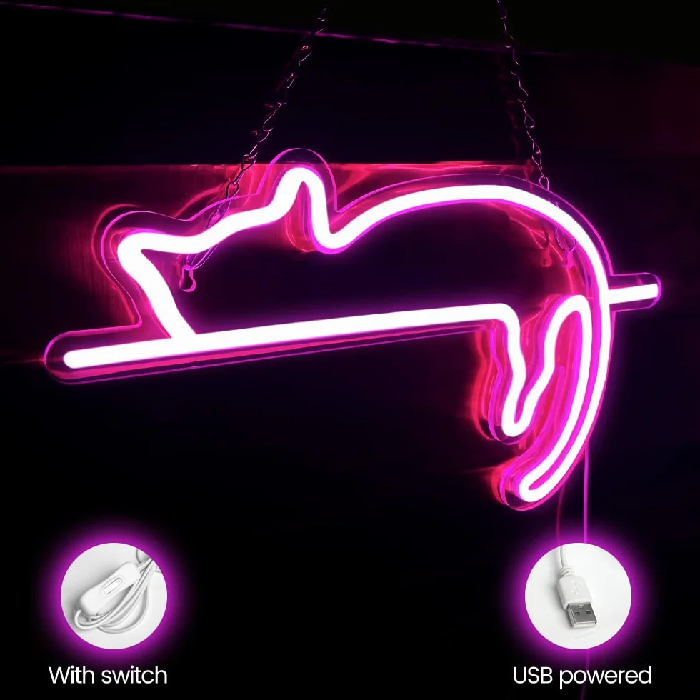 Kottabliczka LED, personalizowana neonowa USB, prezent dla dzieci, do sypialni, stolika nocnego, salonu, dekoracja ścianowa, akrylonitryl
