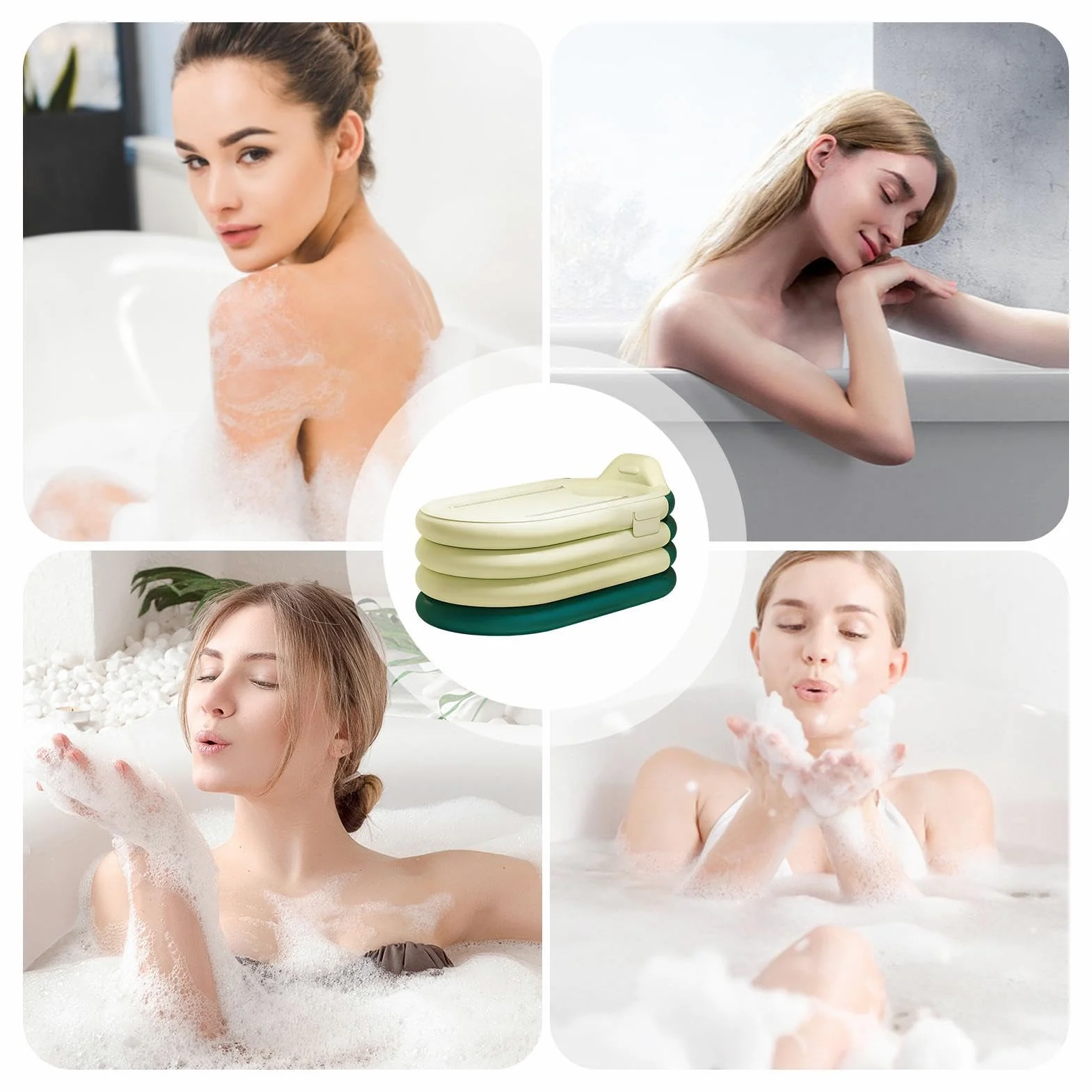 Wanna dmuchana Narzędzie do Moczenia i Mycia z Pompką Nożną | Wanna Dmuchana pod Prysznic Do Relaksu w SPA, Regeneracji Organizmu – Idealna do Mieszkania, Domu, Hotelu,