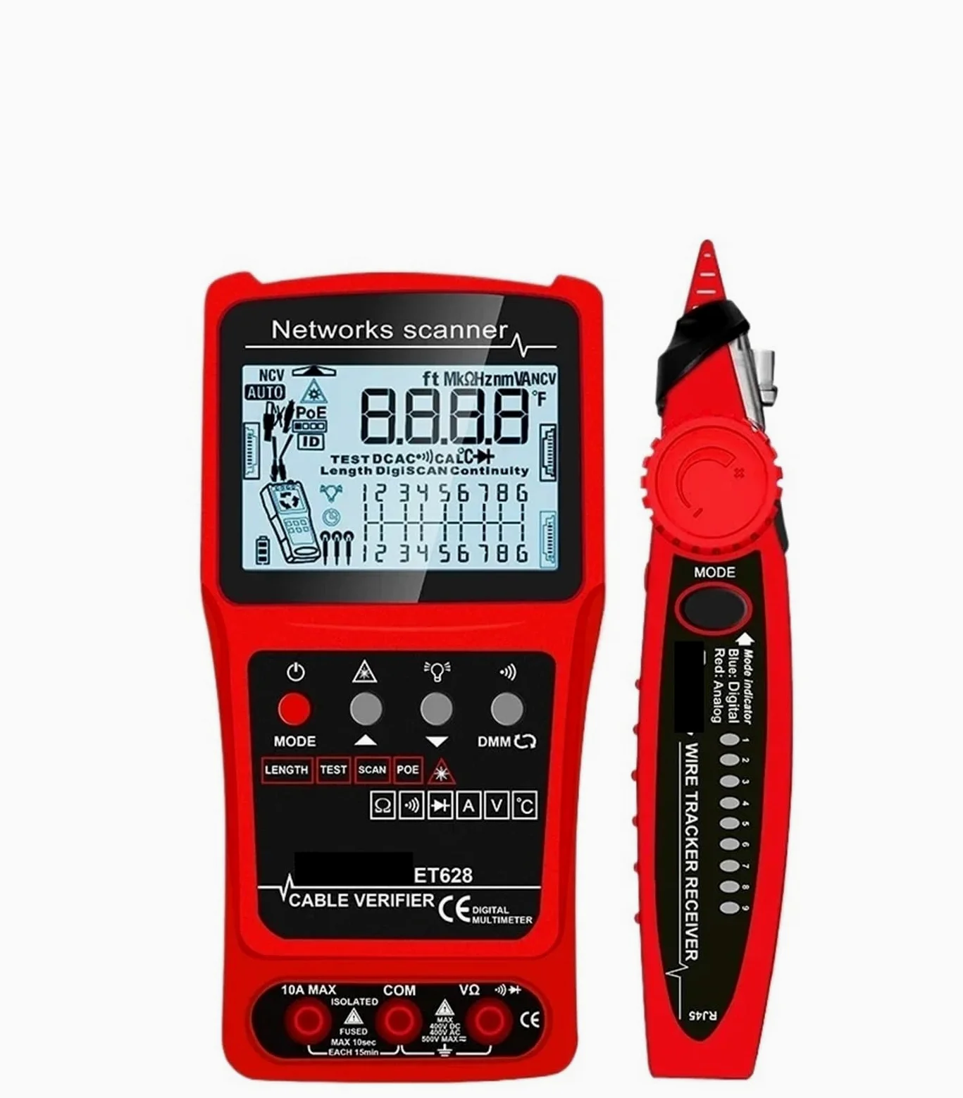 Tester kabli LAN, wizualny lokalizator uszkodzeń, multimetr, mapowanie, sieciowych POE RJ45 - Omni-Check