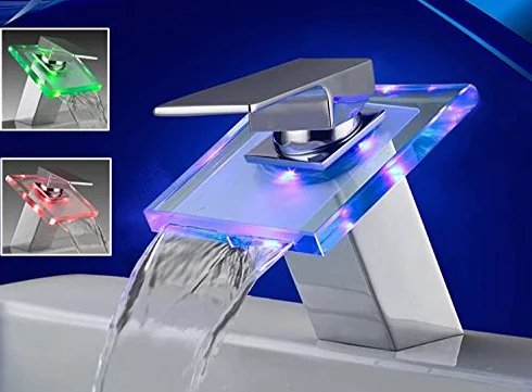 Eaxus LED RGB bateria szklana umywalka łazienkowa chrom kran umywalka jednouchwytowa bateria umywalkowa bateria łazienkowa bateria umywalkowa bateria łazienkowa bateria umywalkowa