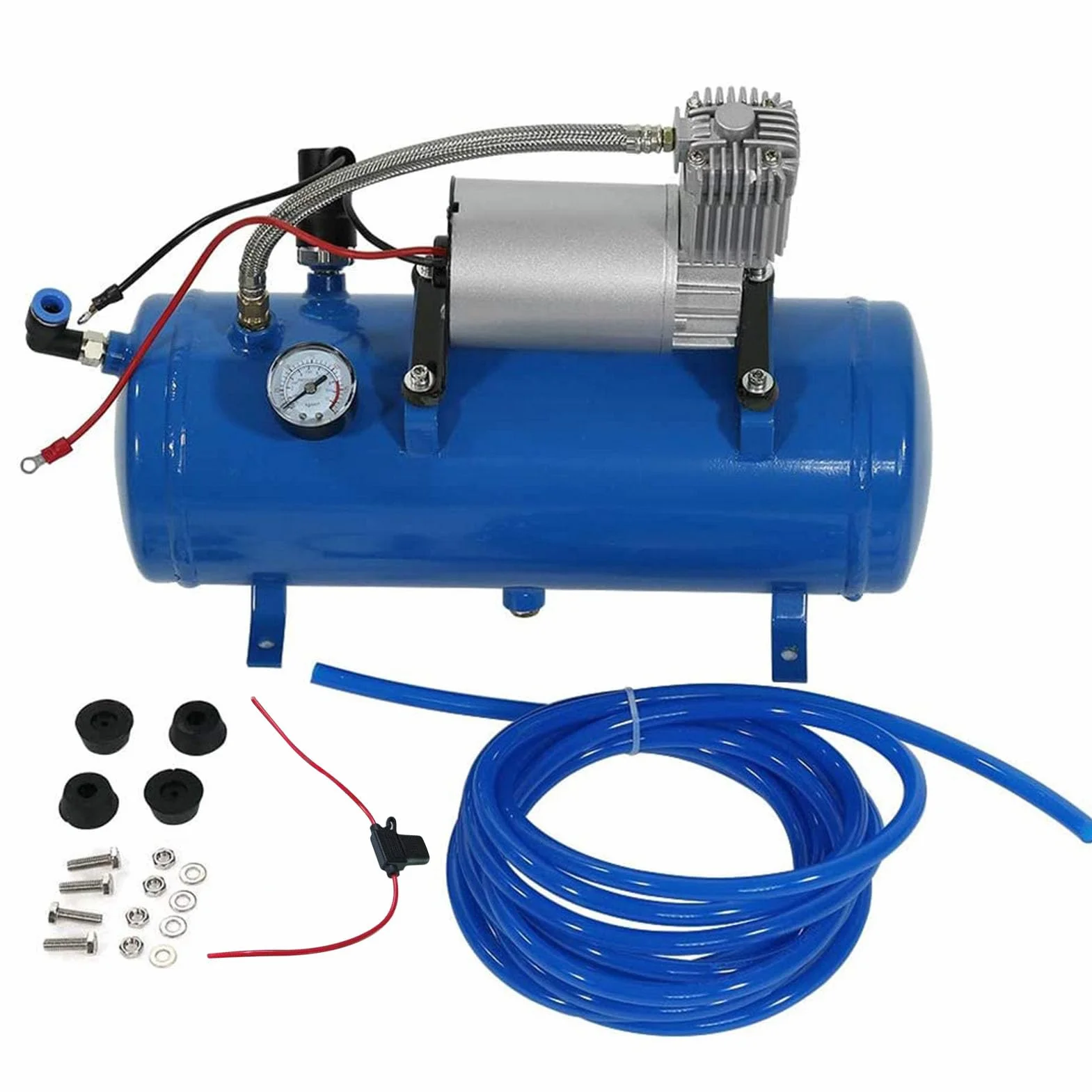 Haofy Sprężarka Powietrza 150 Psi, Pompa do Pompowania Opon 12 V z Wbudowanym Zabezpieczeniem Temperaturowym i Zbiornikiem o Pojemności 6 Litrów, do Opon Pojazdów Ciężarowych RV