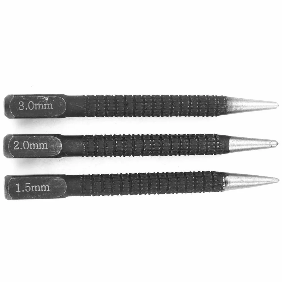 3 Stück Center Punch Holzmarkierungswerkzeug Markierung Punch Center Punch Kombinationsmarker für die Bohrpositionierung