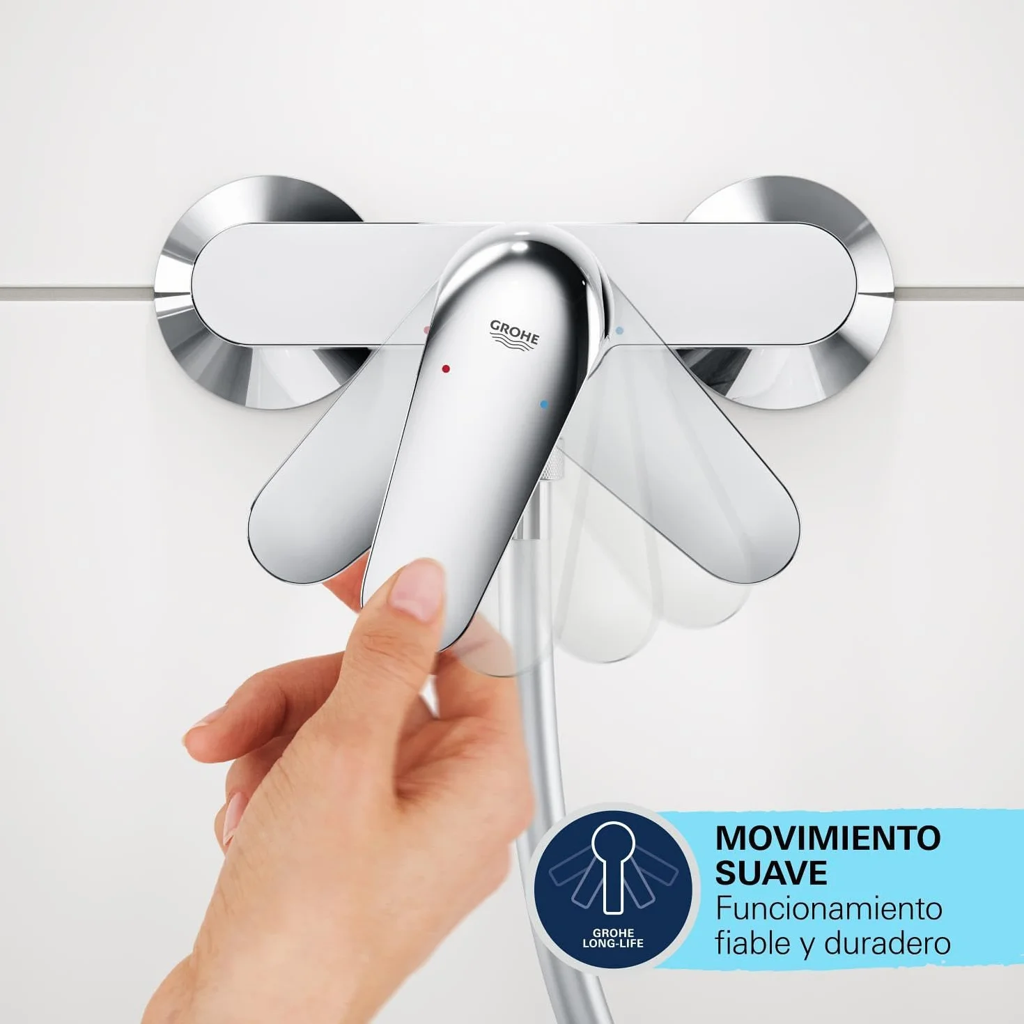 GROHE Swift 24335001 armatura wannowa (z ogranicznikiem temperatury, z narzędziem montażowym, trwała powierzchnia), chrom,