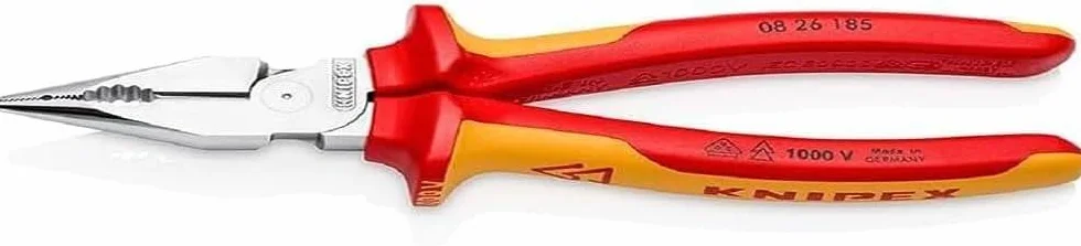 KNIPEX Szczypce uniwersalne z ostro zakończonymi szczękami w opakowaniu z zawieszką chromowany z wielokomponentowymi osłonkami, 08 26 185 SB