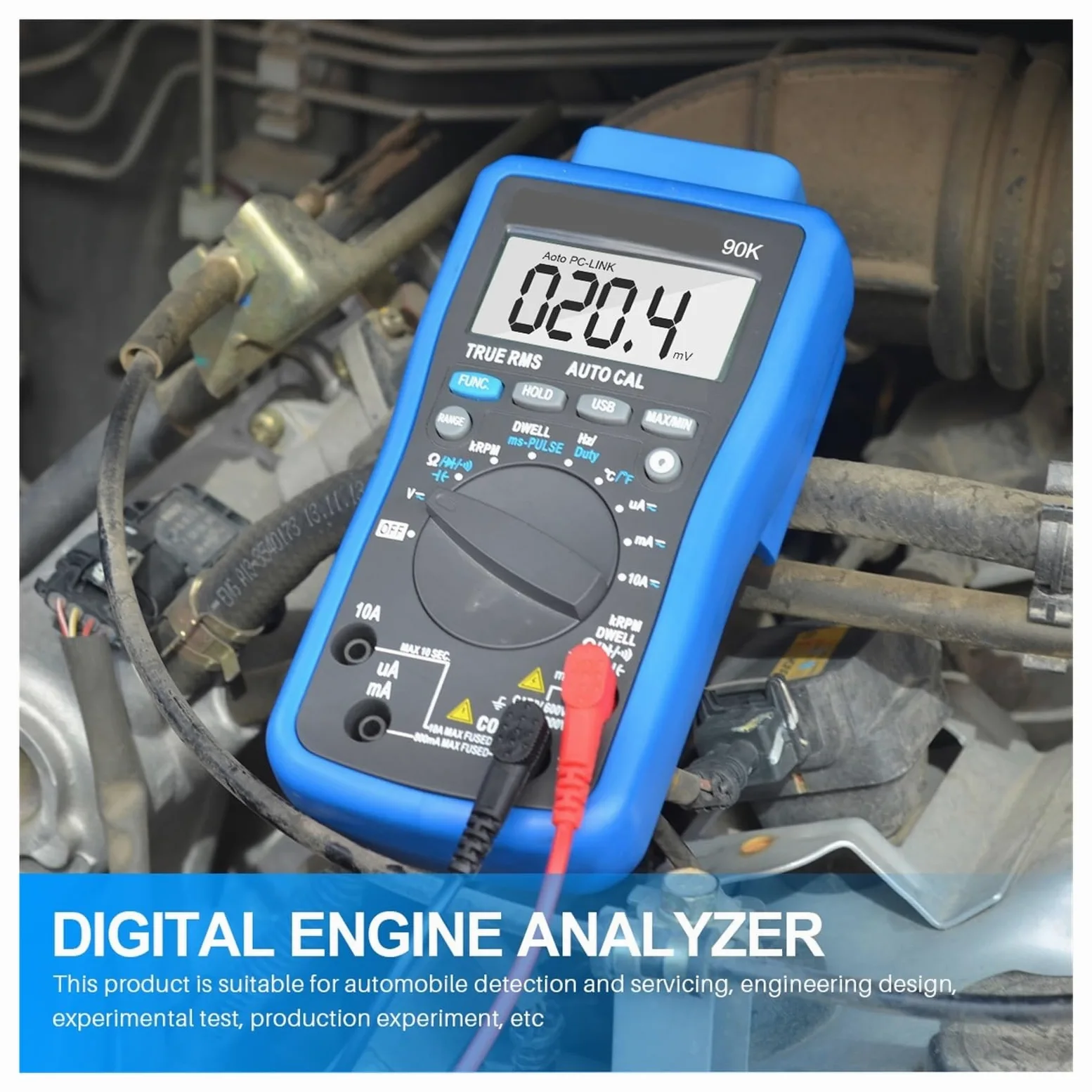HP-90K Analizator Silnika Tester Auto Range Narzędzie Diagnostyczne Do Samochodów Z Wyjściem Danych Przez Multimetr Samochodowy USB Multimetro Szybko Dokładnie Łatwy Odczyt