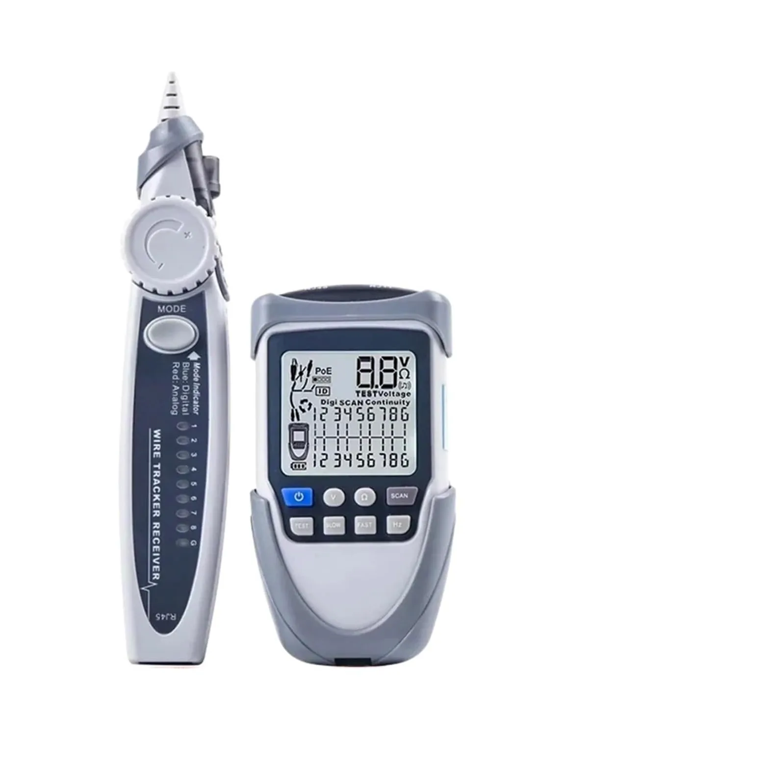 Tester kabli sieciowych Cyfrowy lokalizator przewodów Ciągłość napięcia akumulatora Sprawdzanie biegunowości Test POE Tester kabli sieciowych Detektor linii(ET613 With vibration prompt)