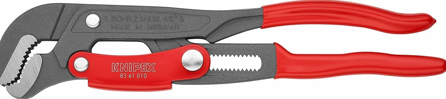 KNIPEX Klucz nastawny do rur ze szczękami typu S z przyciskiem szybkiej regulacji Malowane proszkowo, szare z tworzywa sztucznego, 83 61 010