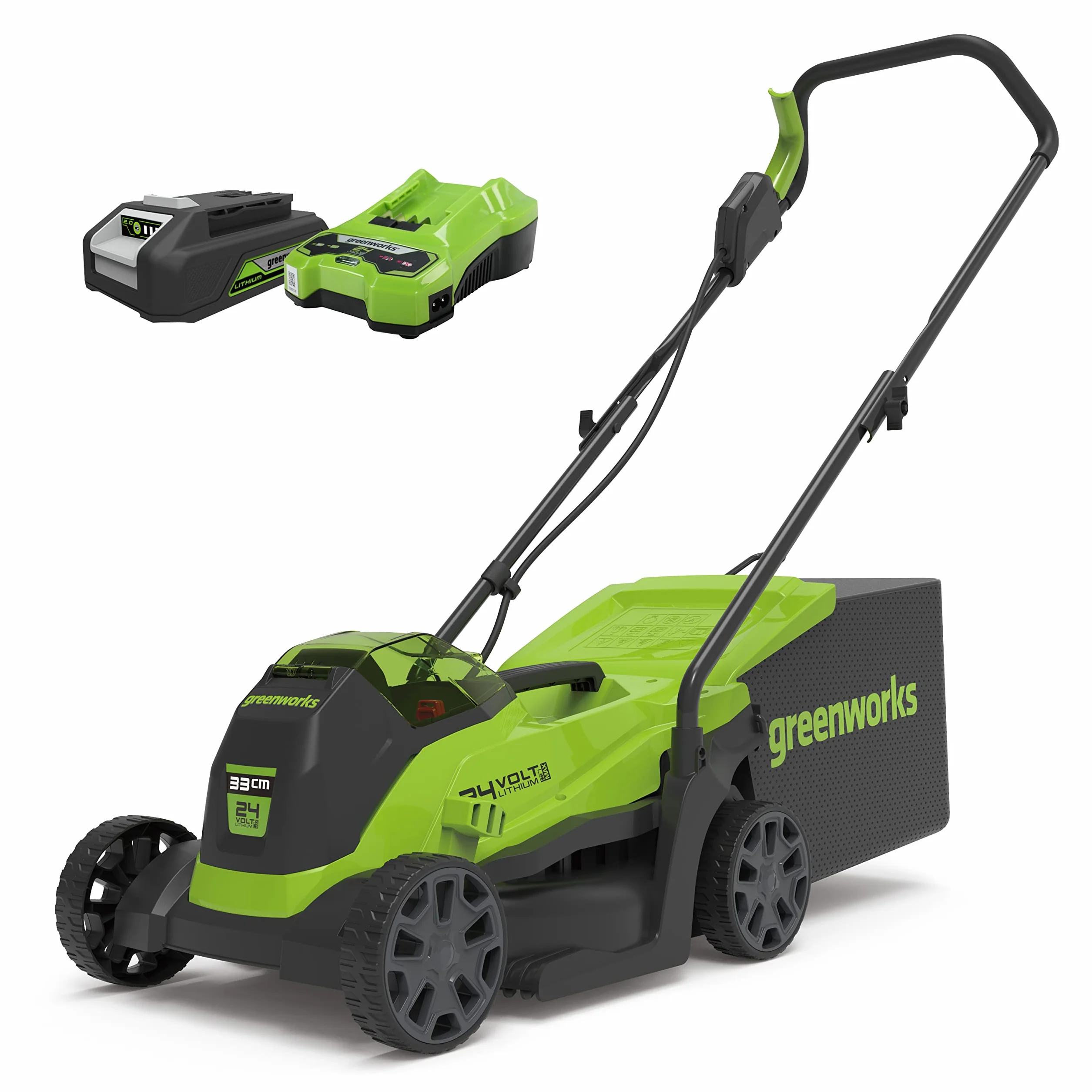 Greenworks GD24LM33K2 Kosiarka Akumulatorowa Bezszczotkowa 33cm 24V 2Ah