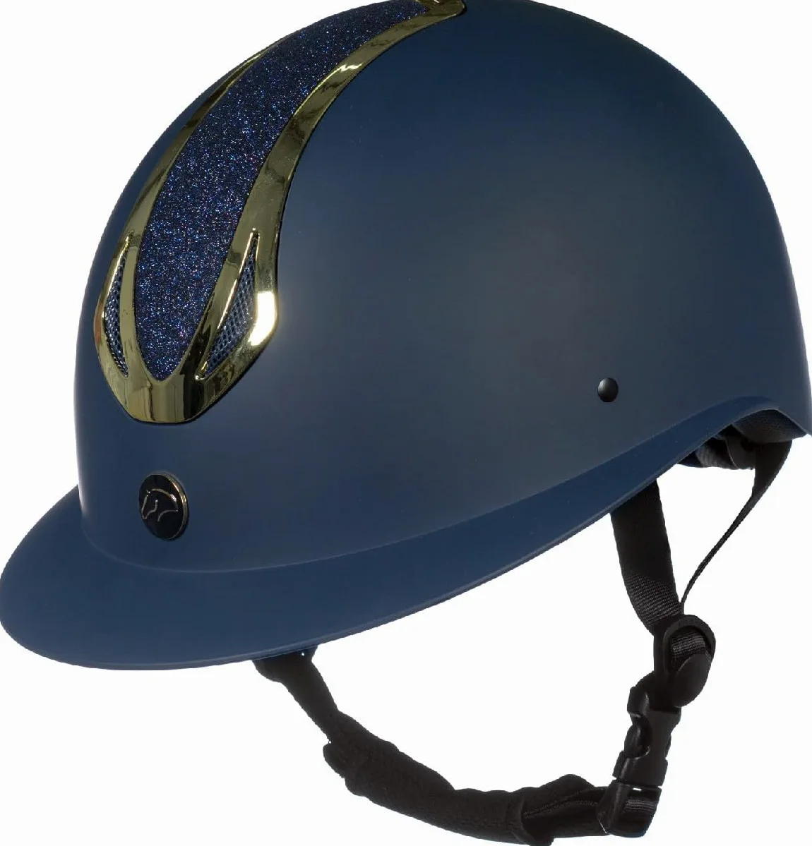 HKM Damski kask jeździecki Illusion Deep Blue/Gold 52-54 cm