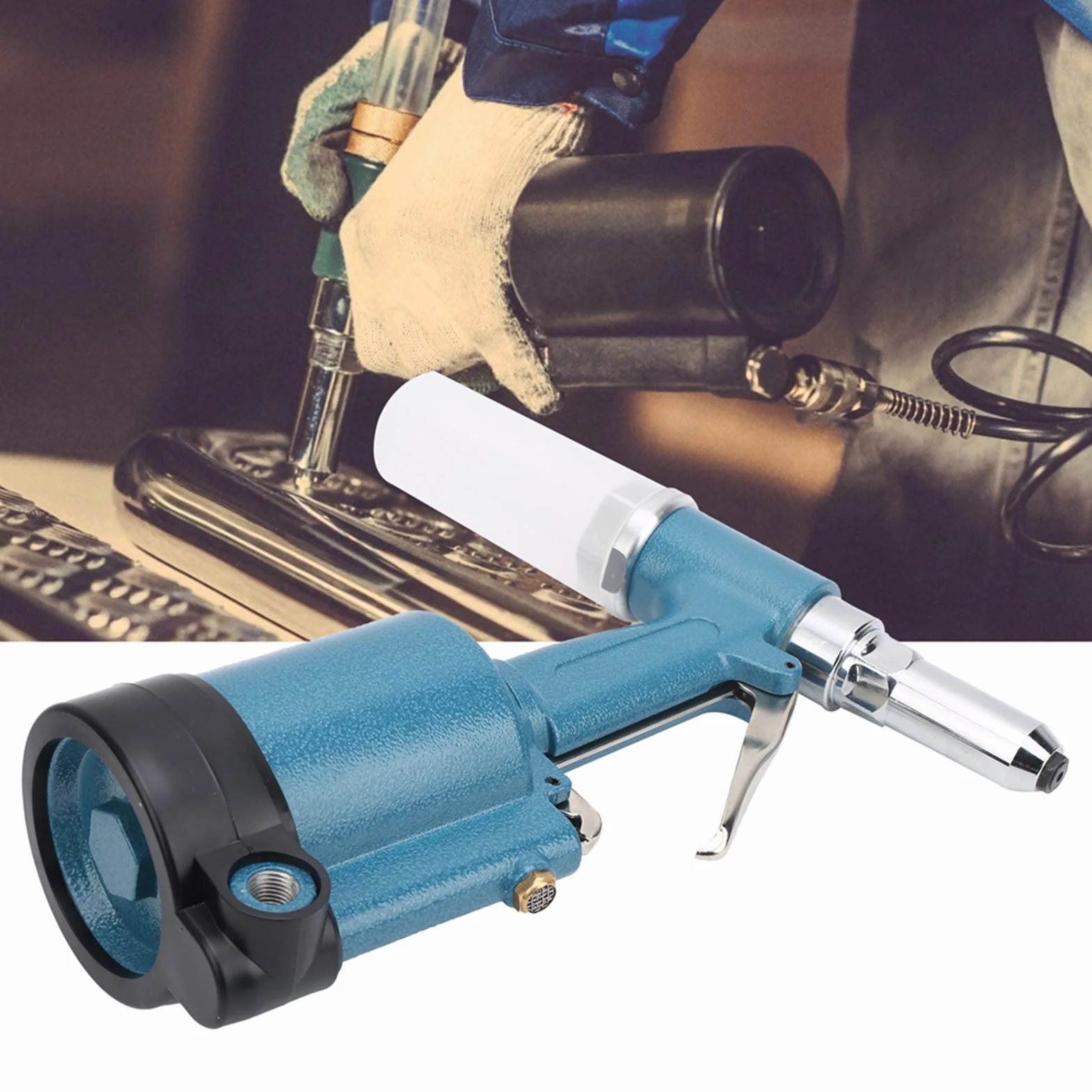 Pistolet do nitowania pneumatycznego klasy przemysłowej, Nitownica pneumatyczna z 3 szczękami o konstrukcji hydraulicznej, Korpus z aluminium lotniczego, do nitów stalowych i (Styl amerykański)