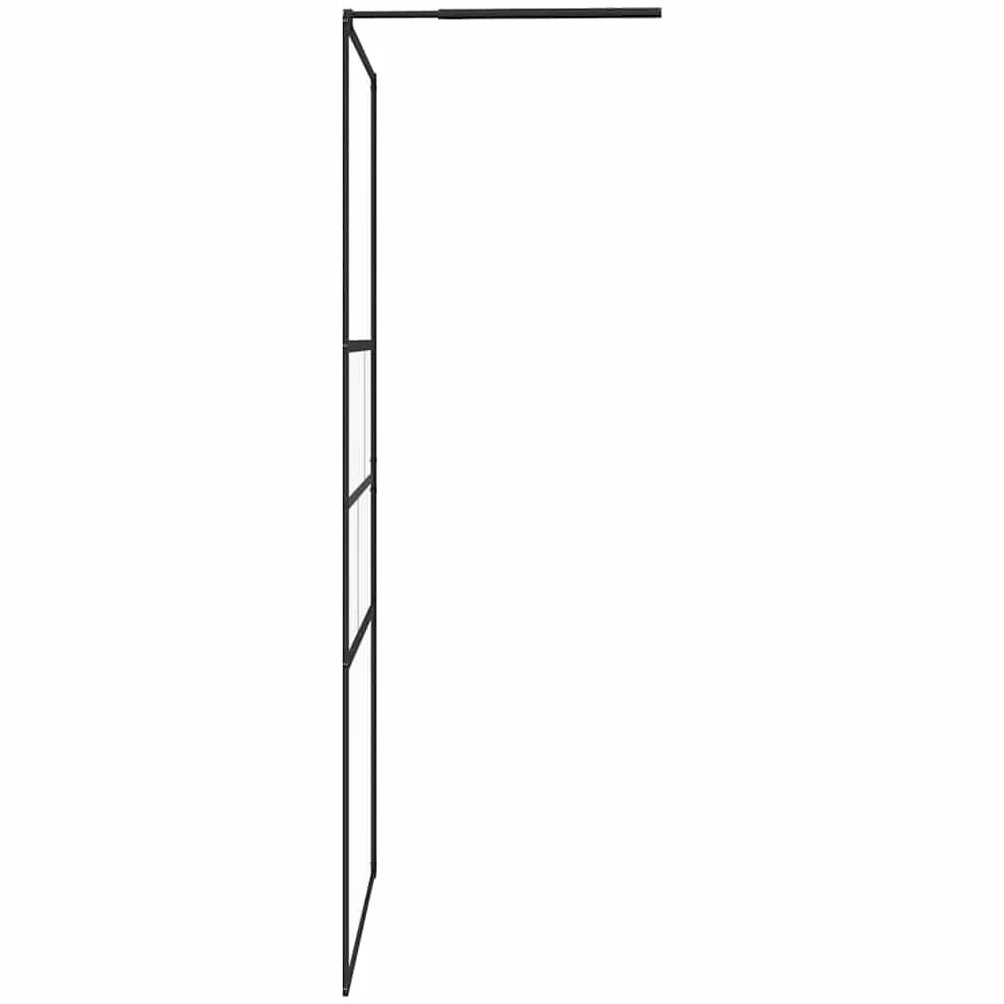 Ścianka prysznicowa Walk-in, czarna, 115 x 195 x 0,5 cm, szkło ESG i aluminium, ścianka prysznicowa jako ochrona przed pryskaniem, ścianka działowa do łazienki, chodzenie w ścianie bocznej z