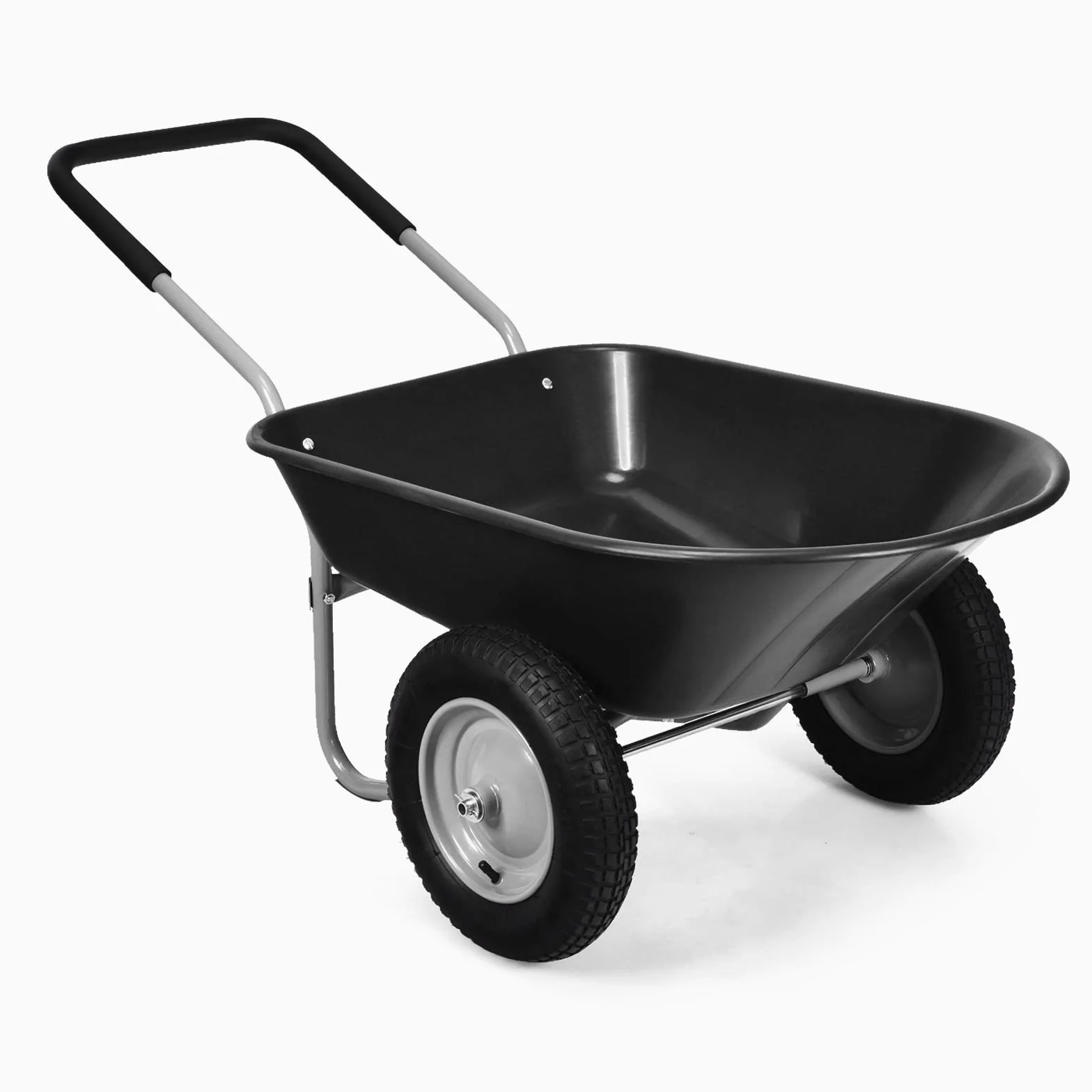 COSTWAY Taczka ogrodowa z oponami pneumatycznymi, metalowa taczka budowlana z pneumatycznymi oponami, wytrzymały stalowy wózek ogrodowy z oponami 35,5 cm (czarny)