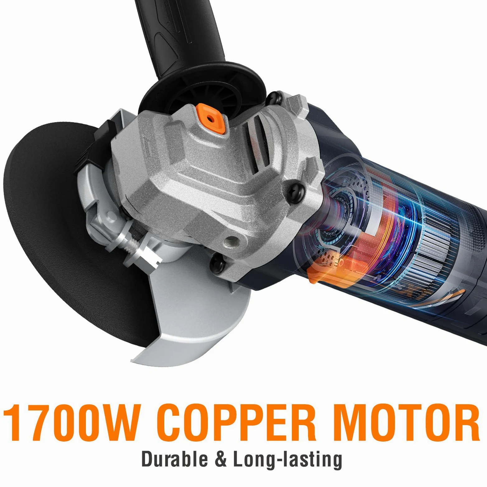 MAXXT Szlifierka kątowa 125 mm | 1700 W z funkcją Soft-Start i zabezpieczeniem przed przeciążeniem – 12 000 obr./min do precyzyjnego cięcia, szlifowania i polerowania