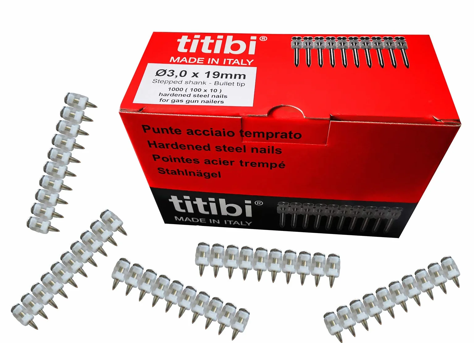 Nr 1000 GWOŹNIKI TITIBI Ø3,0 X 39 mm, 100% KOMPATYBILNE Z GAZOWYM GWOŹNIKIEM HILTI : GX 3, GX 100, GX 120, GX 120-E (Ø 3,0 X 39)