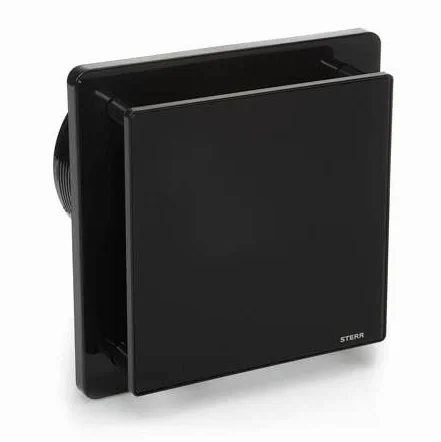 STERR Czarny Wentylator Łazienkowy 125 mm - Szklany Front - Nowoczesny Wygląd - BFS125-B - 20 W