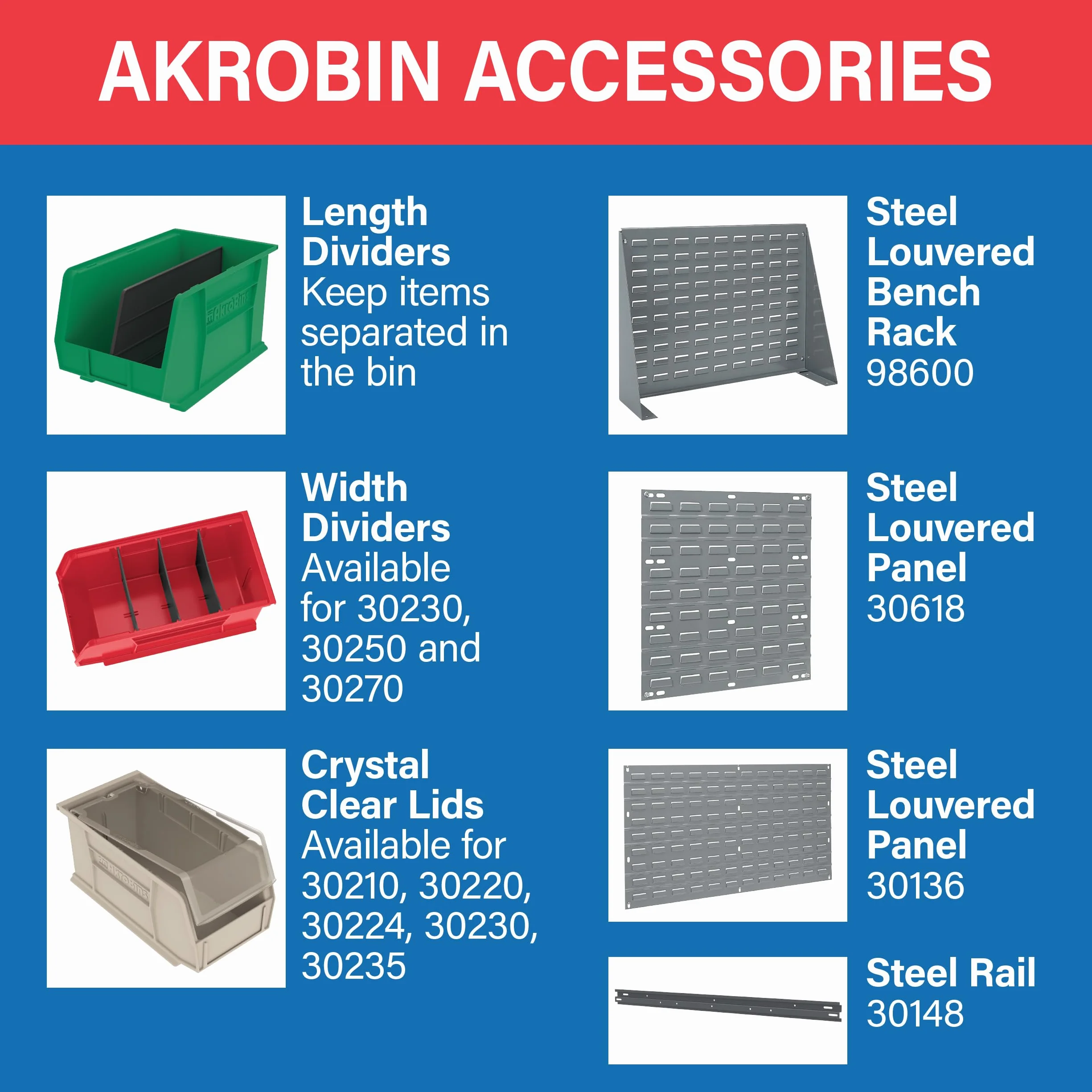 Akro-Mils 30250 plastikowy pojemnik do układania w stos Akrobin, 38 cm na 40 cm x 18 cm, przezroczysty, obudowa 6