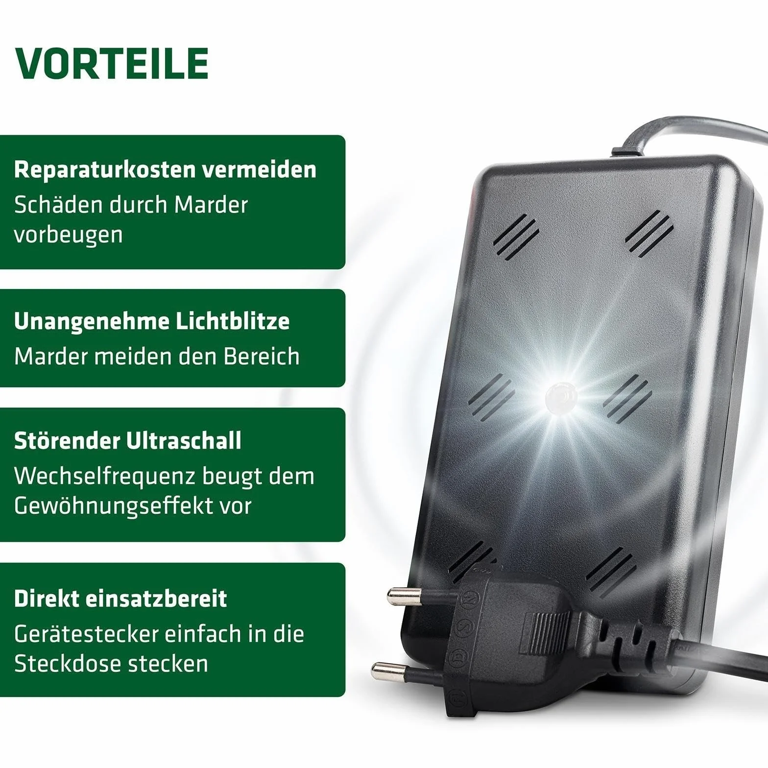 Gardigo Urządzenie odstraszające kuny 230 V z wtyczką sieciową