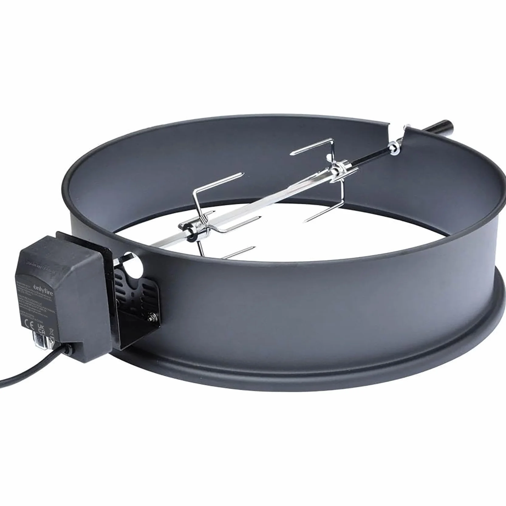 onlyfire Uniwersalny rożen obrotowy 57 cm zestaw do grilla kulistego pasuje Weber 2290 emaliowany czarny
