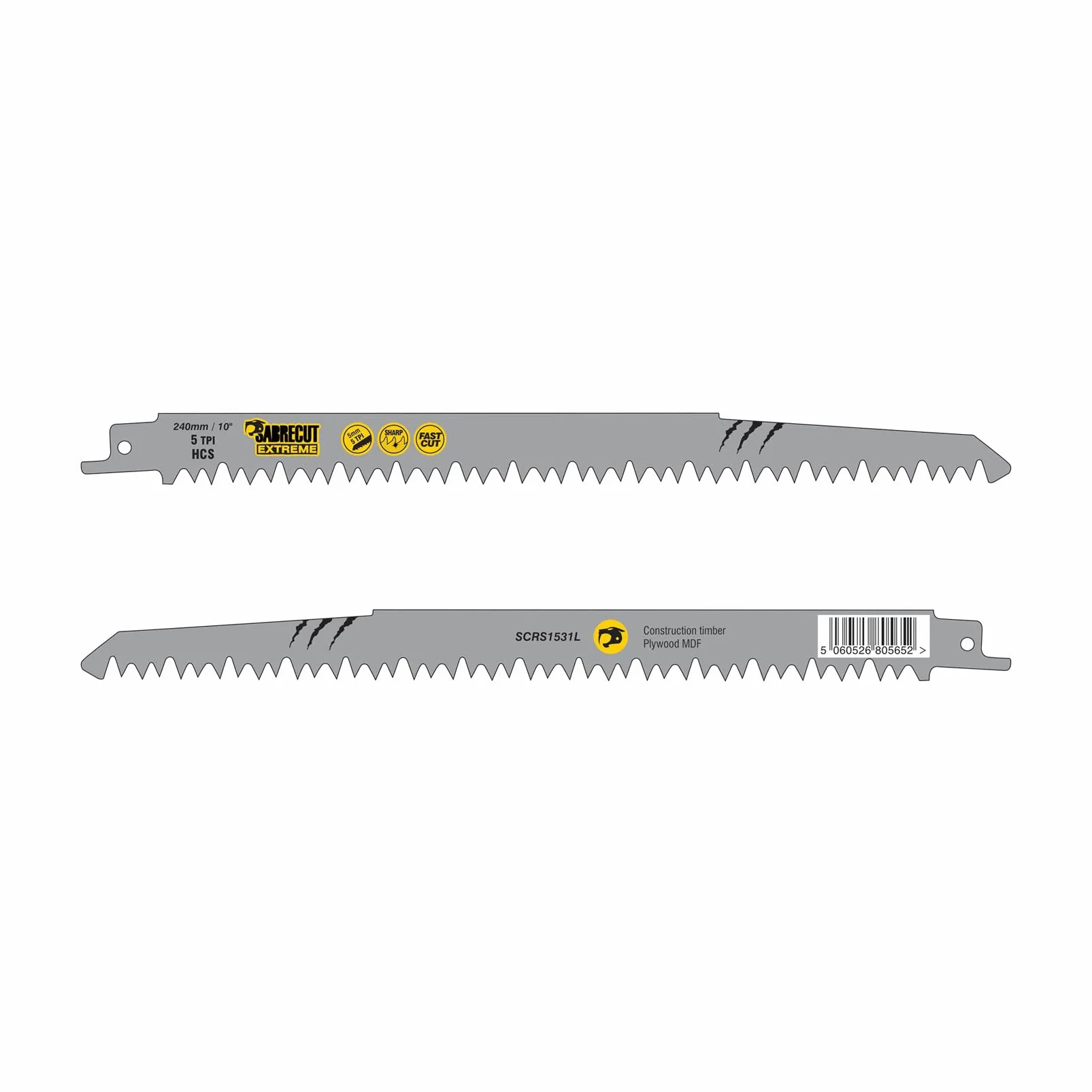 3 x SabreCut SCRS1531L_3 240mm (9.45") 5 TPI S1531L Bardzo szybkie ostrza do piły szablastej SabreCut do cięcia drewna