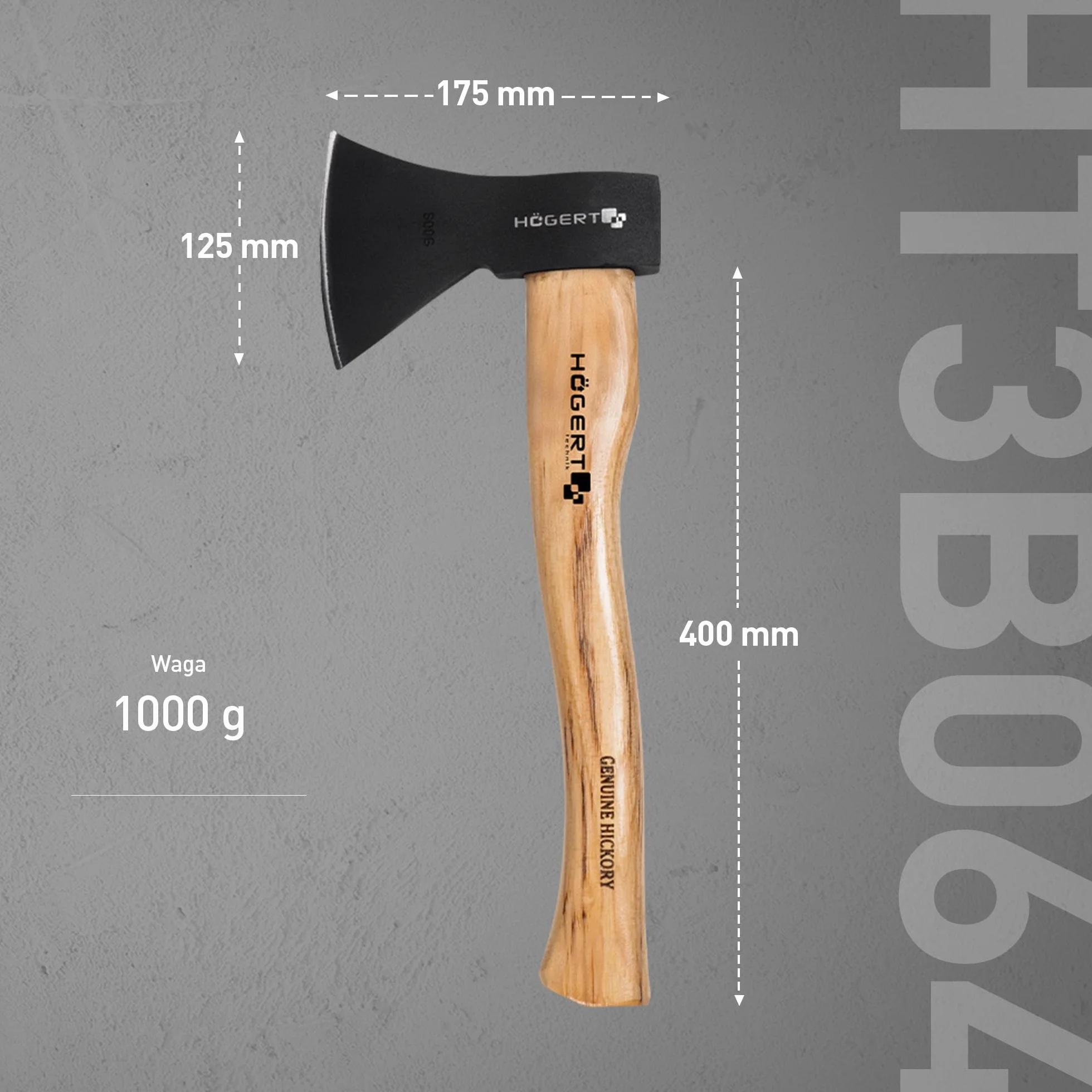HÖGERT TECHNIK Siekiera 1000 g z drewnianym trzonkiem, hartowany liść 47-55 HRC