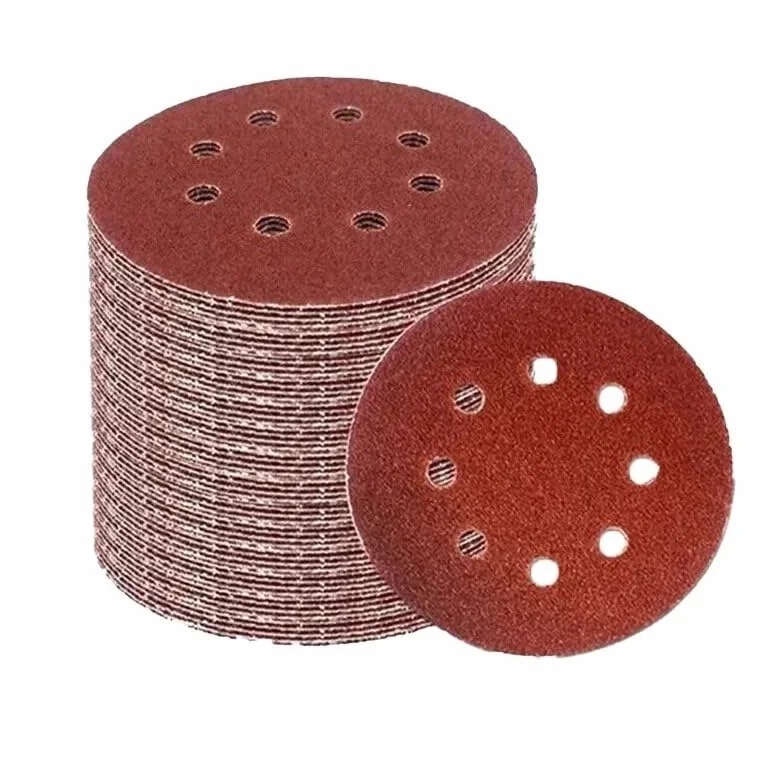 VIDOO Papier Ścierny Okrągły 125mm 5 Cali 8 Otworów Tarcze Szlifierskie na Rzep dla Polerowania Metalu Drewna i Usuwania Rdzy-100Pcs #180