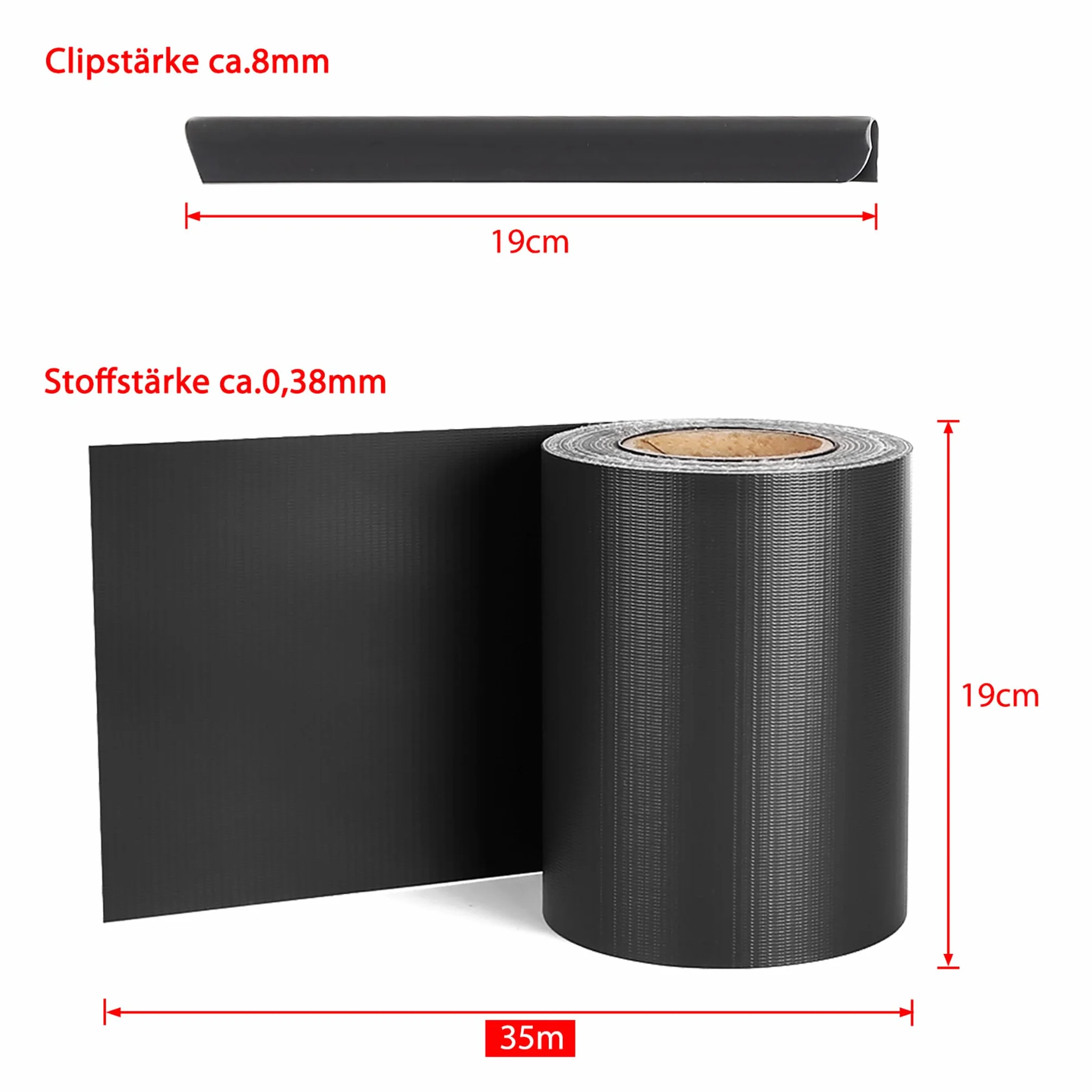 Aufun Paski osłonowe PVC 35m x 19cm mata podwójnoprętowa ogrodzenie – w zestawie 20 klipsów mocujących, osłona wzroku ogrodzenia, ogrodzenie ogrodowe, osłona wzroku, folia ogrodzeniowa do ogrodu