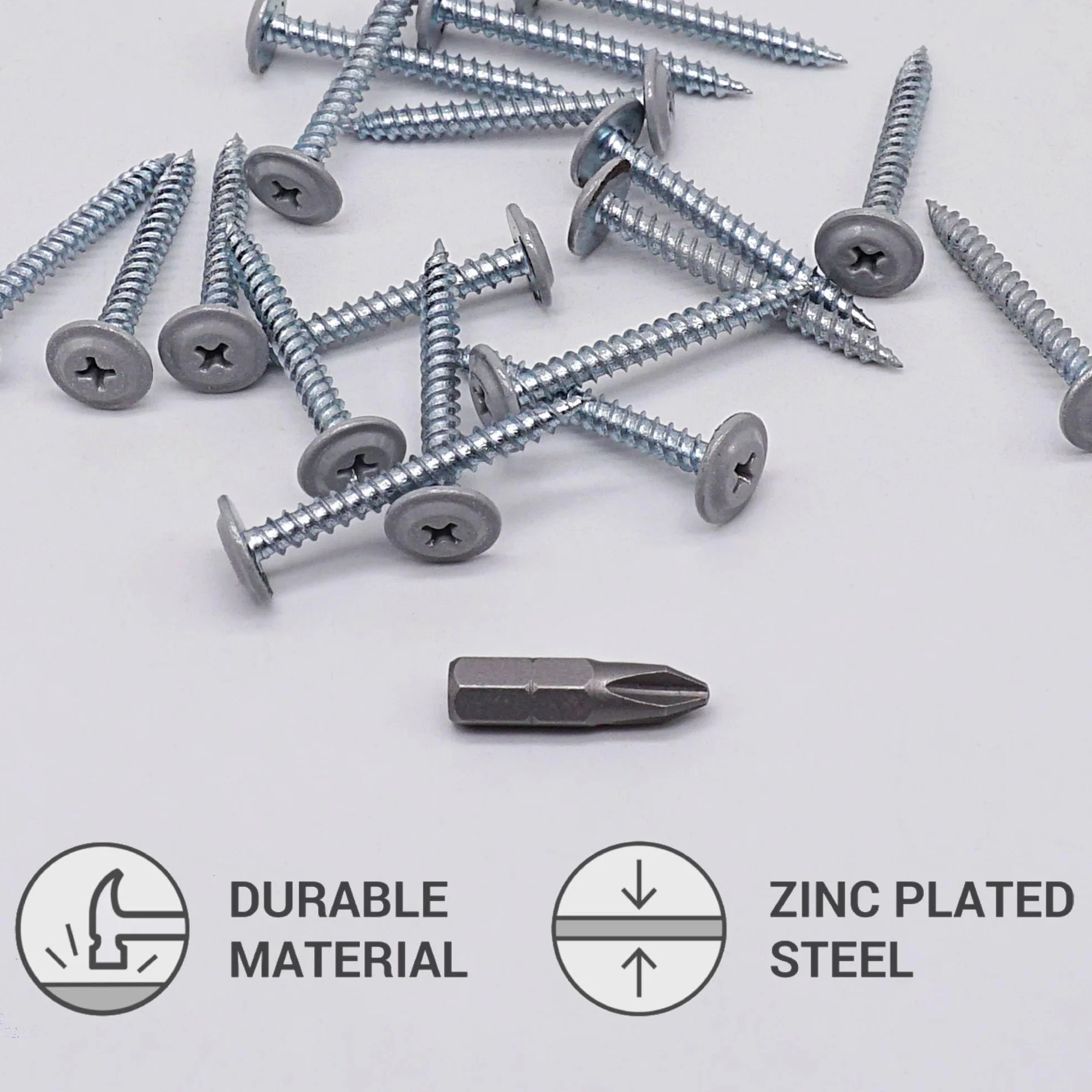 SKIR'CO (50 szt.) Malowane wkręty samogwintujące do drewna 4,2 x 38 mm, wkręt metalowy, łeb kratownicowy o zmodyfikowanym PH (białe aluminium 9006)