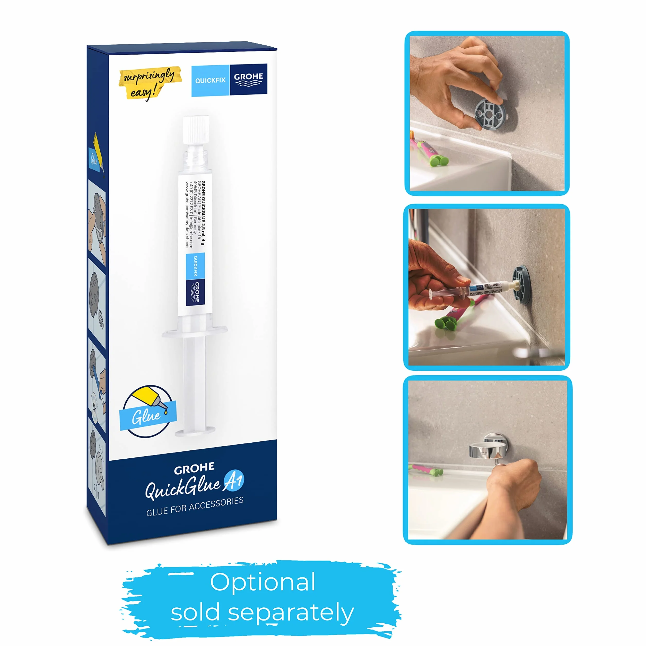 Grohe 40978000 uchwyt na papier toaletowy QuickFix 40978000 StartCube QuickFix – uchwyt na papier toaletowy bez pokrywki, chromowany
