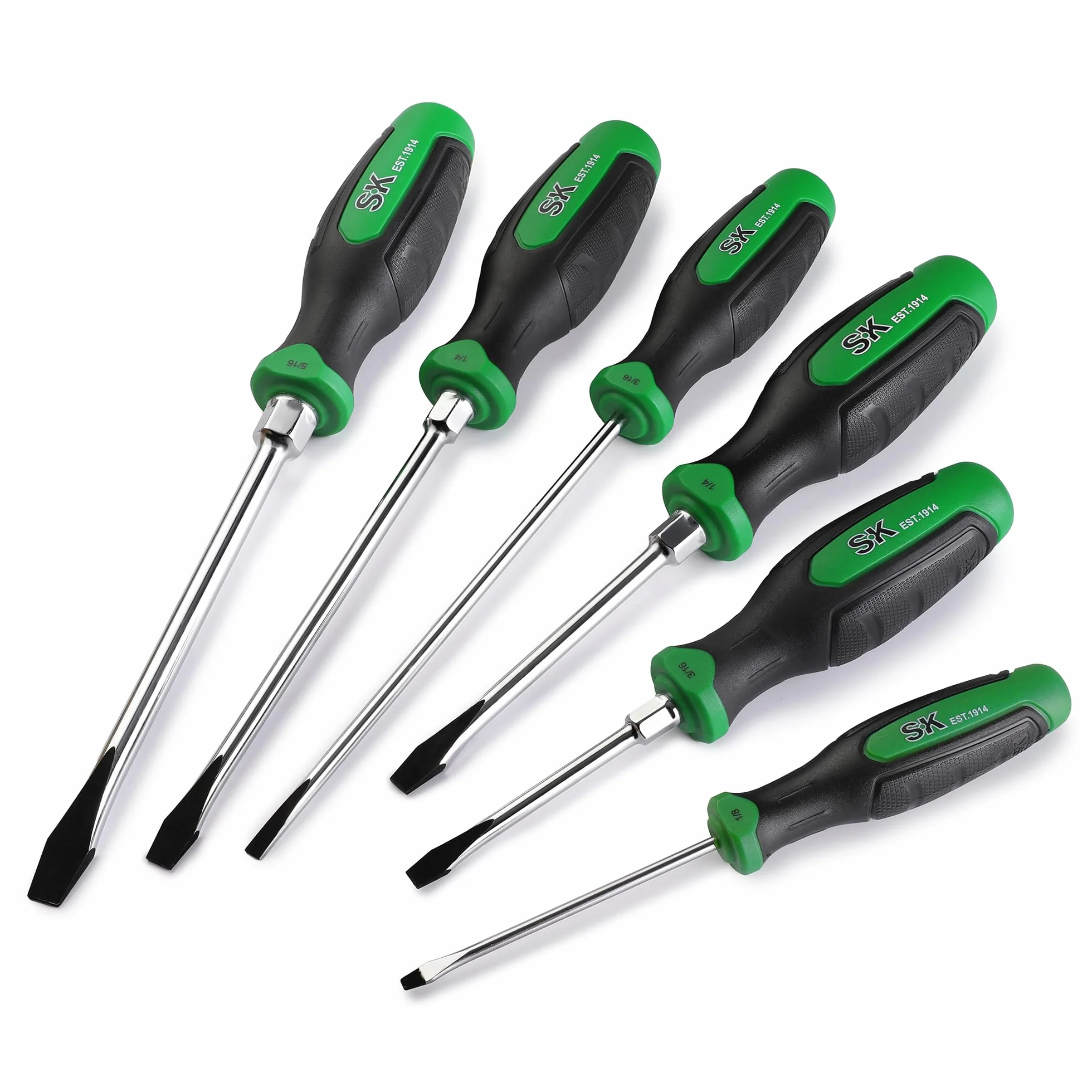 SK 6-częściowy zestaw wkrętaków szczelinowych, zestaw wkrętaków magnetycznych, stal S2, uchwyt SureGrip®