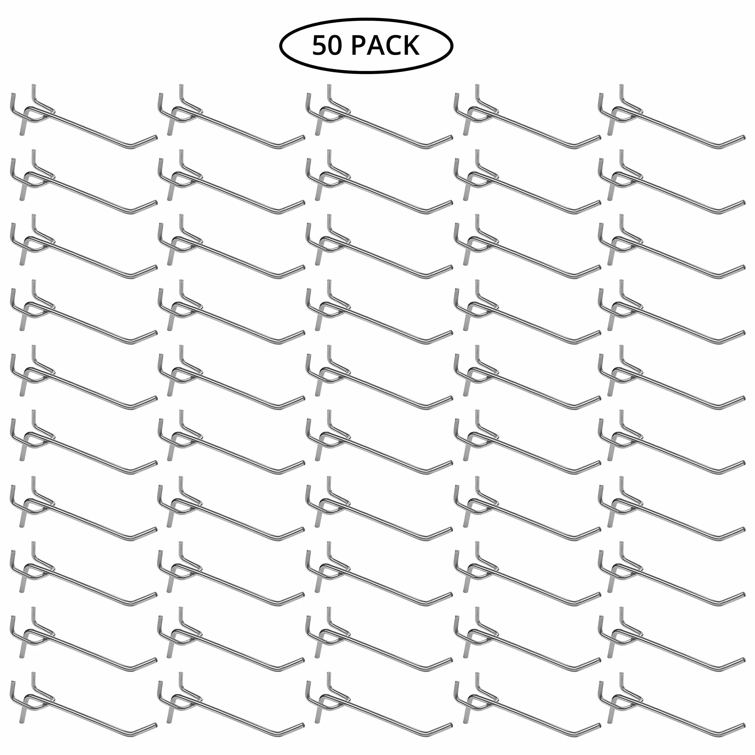 Belle Vous 50 sztuk pojedynczych stalowych haczyków do tablic pegboardowych - 10,5 cm / 4,13 cala - wytrzymały metalowy uchwyt ścienny - hak tablicowy do organizowania warsztatów garażowych i regałów