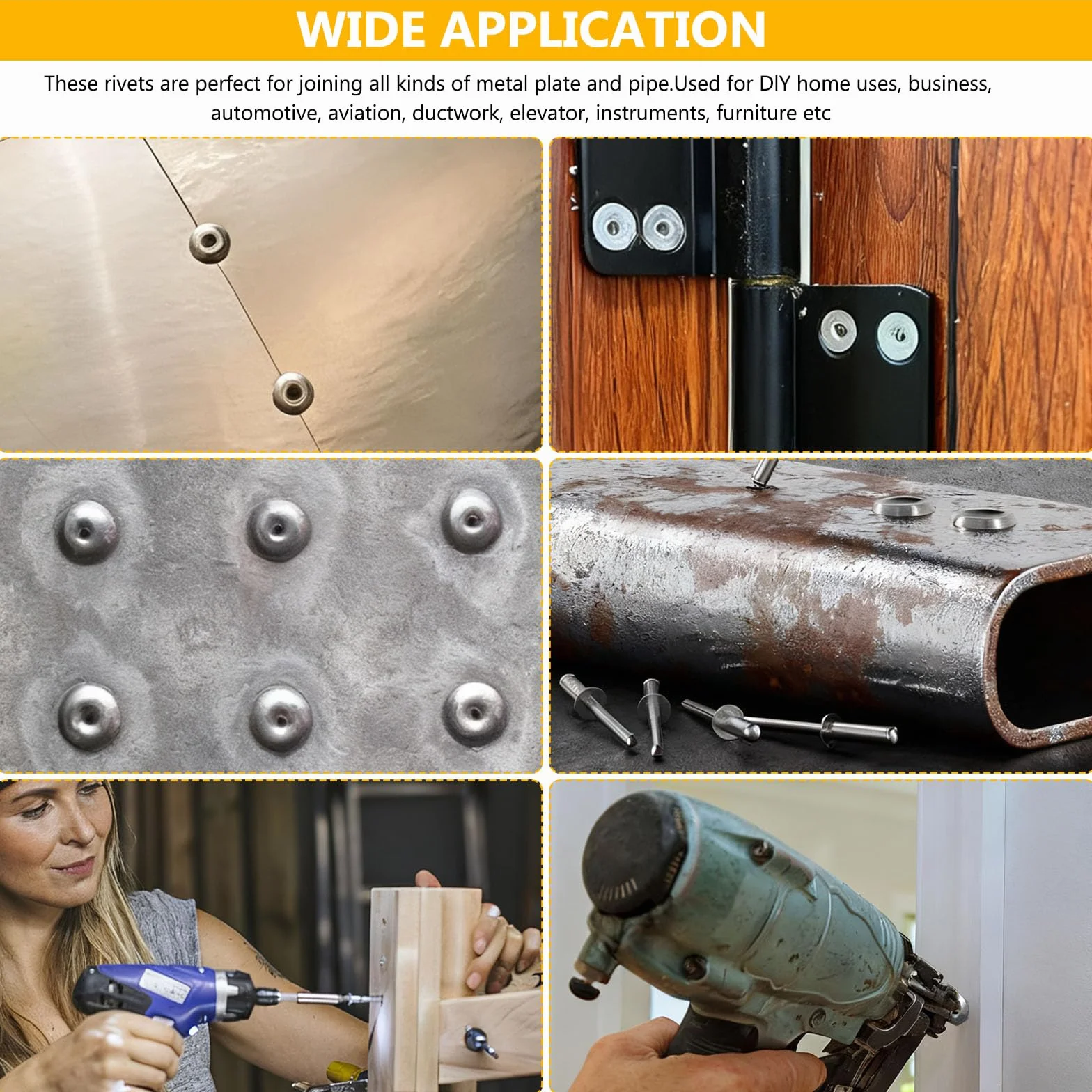 Asortyment 325 sztuk nitów Pop, aluminiowe nity z otwartym końcem, do metalu, drewna, tworzywa sztucznego (2,4 mm, 3,2 mm, 4 mm, 4,8 mm)