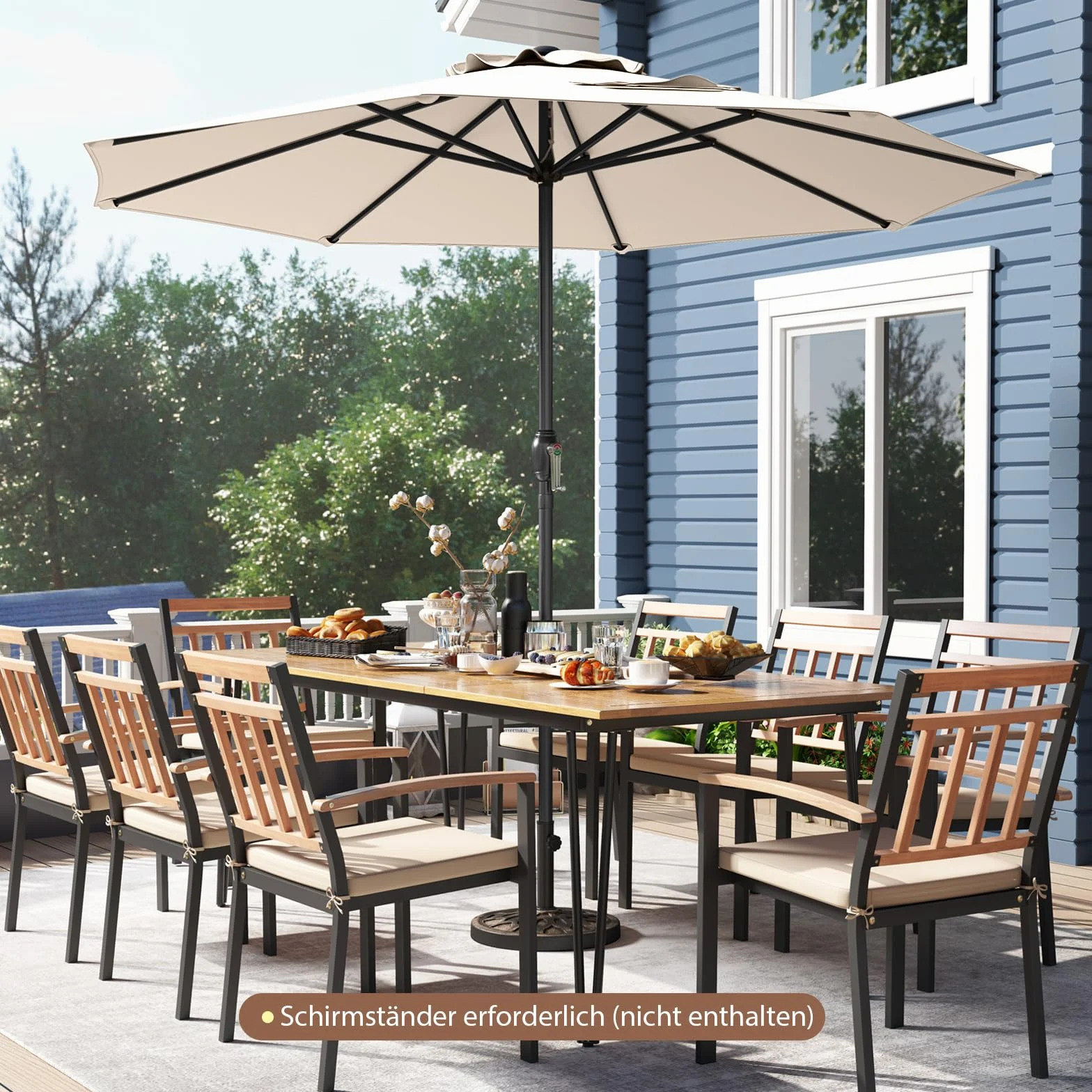 COSTWAY Parasol przeciwsłoneczny 250 cm, parasol ogrodowy z korbą, 8 żeber