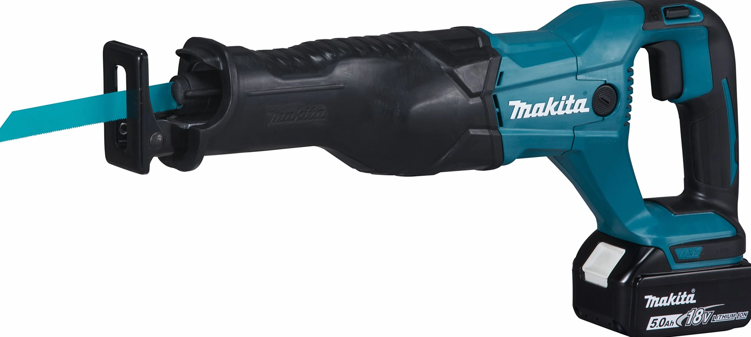 Makita DJR186RT akumulatorowa piła do recycry 18 V/5,0 Ah, ładowarka w walizce transportowej, turkusowa, z 1 x akumulatorem 5,0 Ah
