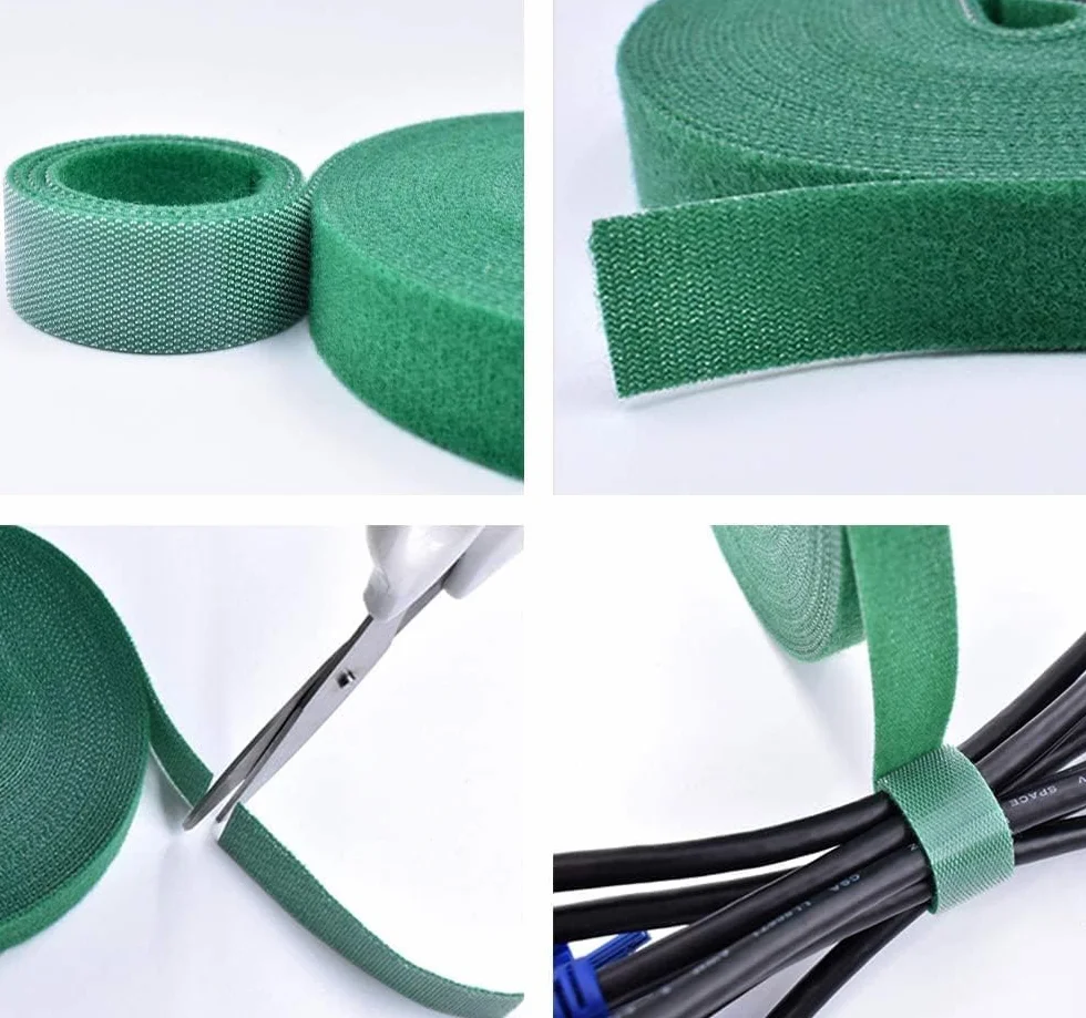 Opaska na rzep do roślin 20 m x 10 mm, zielona, taśma wielokrotnego użytku