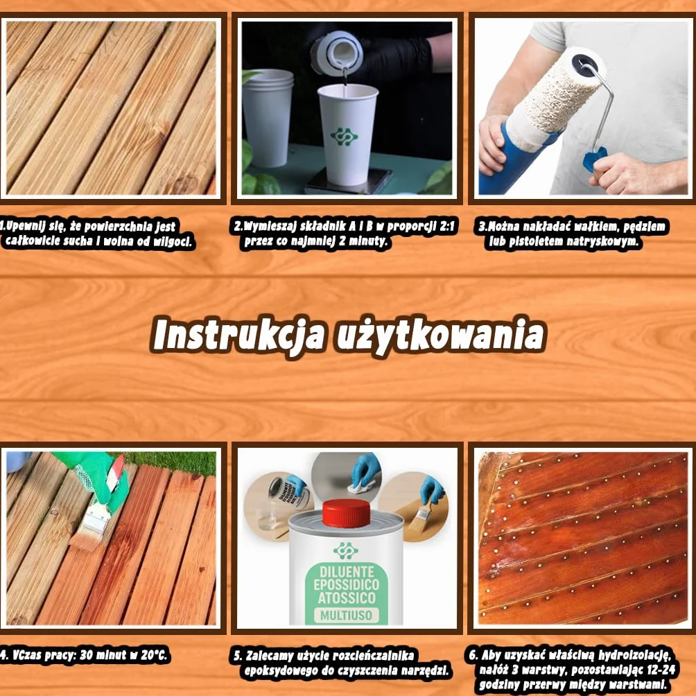 Resin Pro EPOXYWOOD 15 KG Żywica epoksydowa do drewna - Żywica do powłok ochronnych, renowacji, zbrojenia drewna, włókna szklanego i metalu