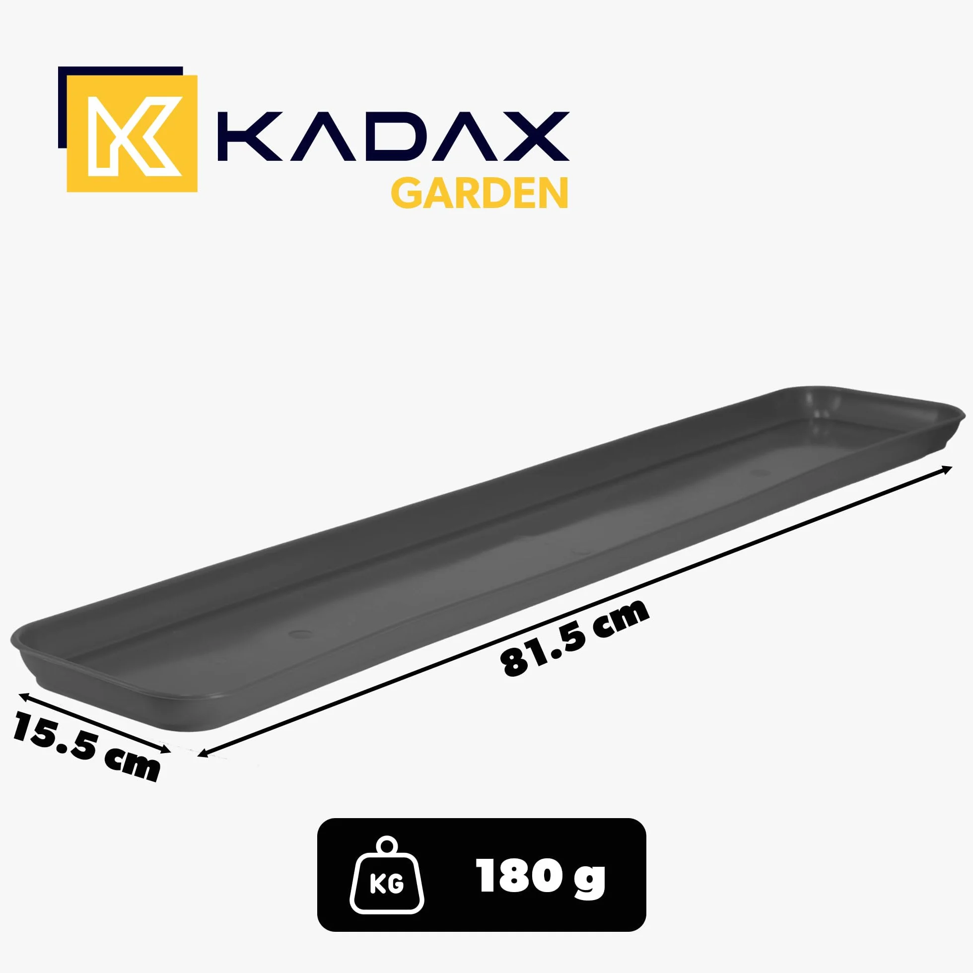 KADAX Podstawka 80 cm, do skrzynki na kwiaty, prostokątna podstawka pod kwiaty z tworzywa sztucznego, podkładka pod doniczki na balkon, podkładka na rośliny (antracytowa)