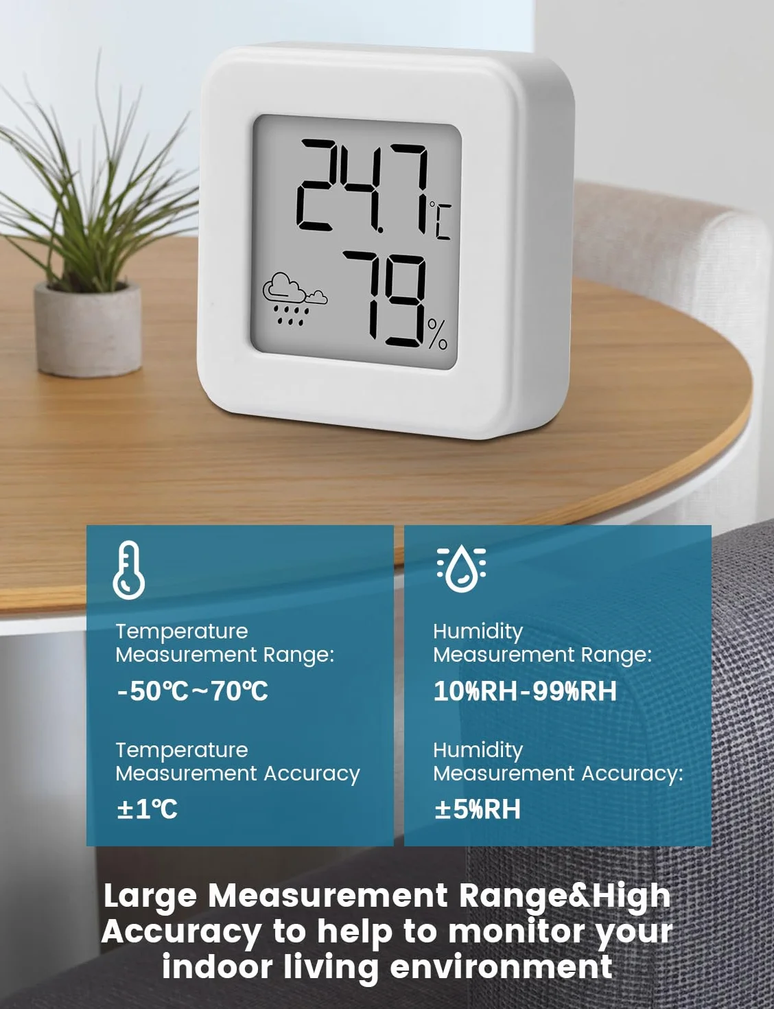 Mini termometr cyfrowy z higrometrem, monitor temperatury w pomieszczeniu i higrometr, wskaźnik temperatury i wilgotności powietrza (biały, 1 sztuka)