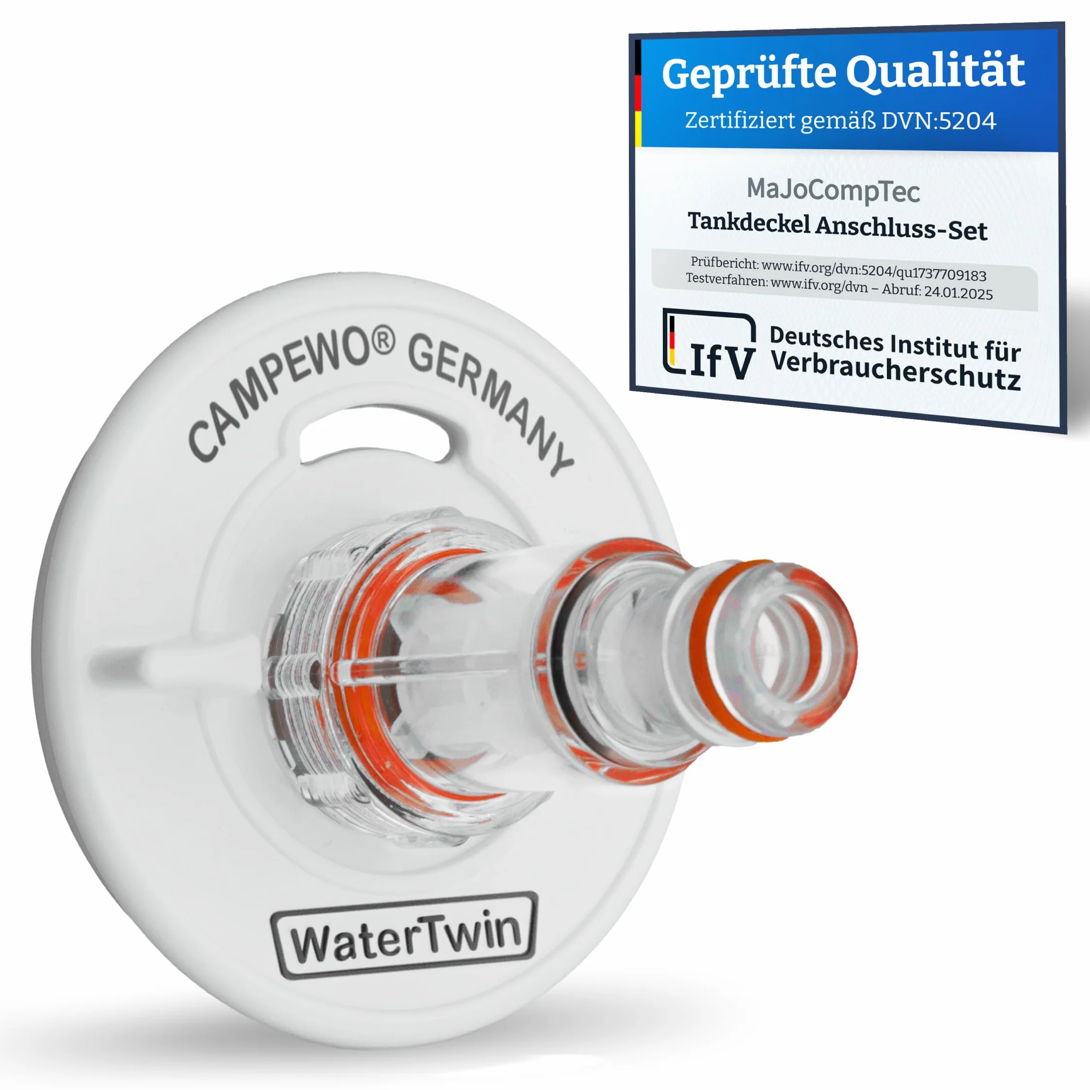 Tec4Camp® WATERTWIN-PRO 3-stykowy D:78 | adapter z filtrem do króćca wlewu wody | kompatybilny z nasadką wlewu paliwa Gardena adapter do napełniania | przyłącze kranu do przyczepy kempingowej lub