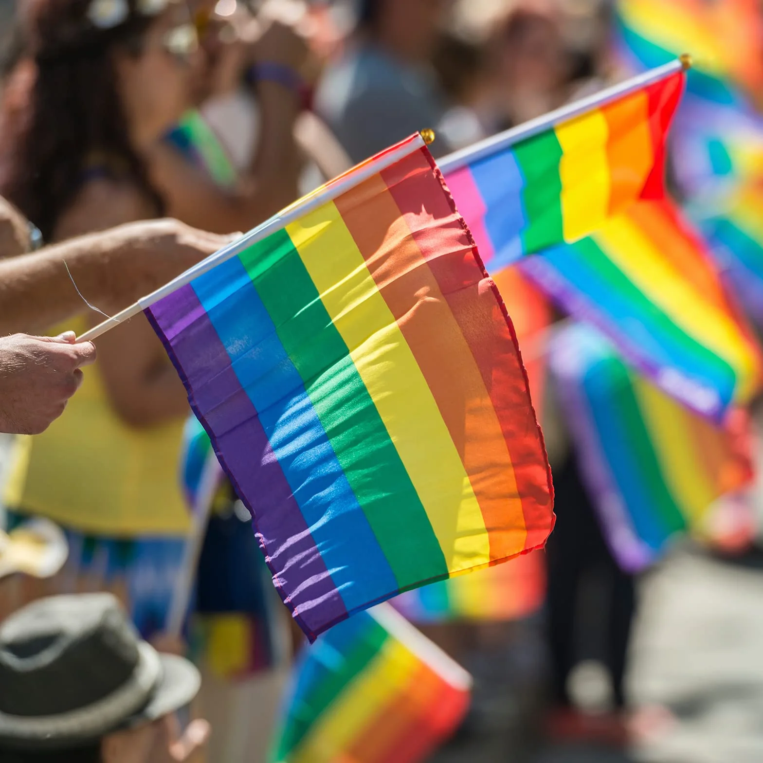 TRIXES Zestaw 15 sztuk tęczowych flag machających LGBTQ+ Pride NHS banery z patyczkami 20x28 cm