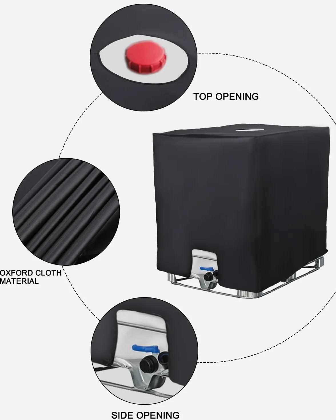 Osłona zbiornika IBC 1000 l ochrona UV 120x100x116 cm czarna