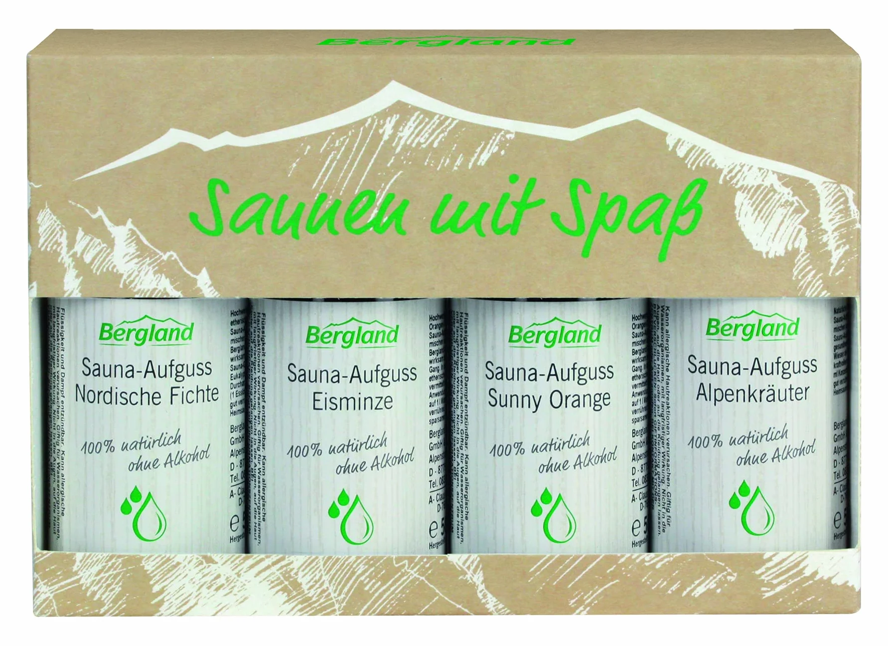 Bergland sauna z przyjemnością zestaw do parzenia sauny, 4 x 50 ml