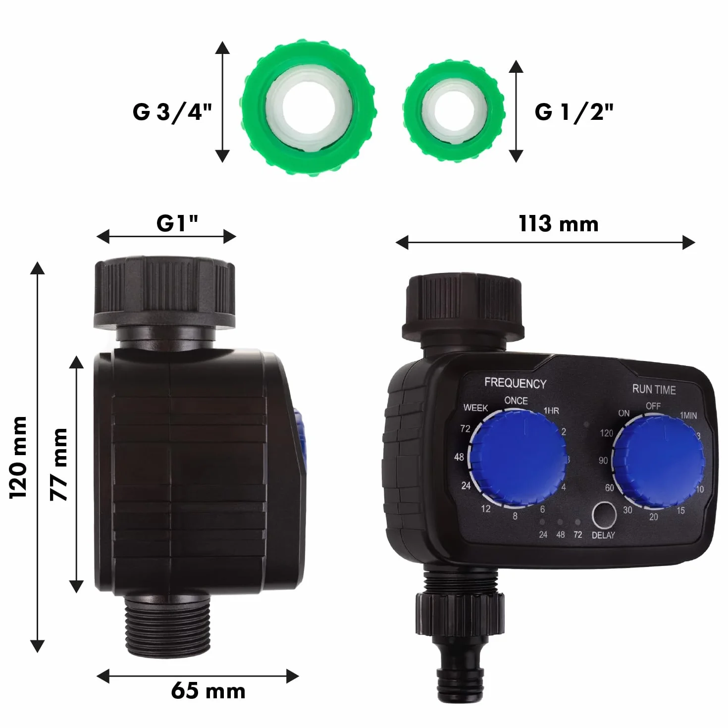 Green Blue Elektroniczny sterownik nawadniania IP55, regulowany czas i częstotliwość, zasilanie bateryjne