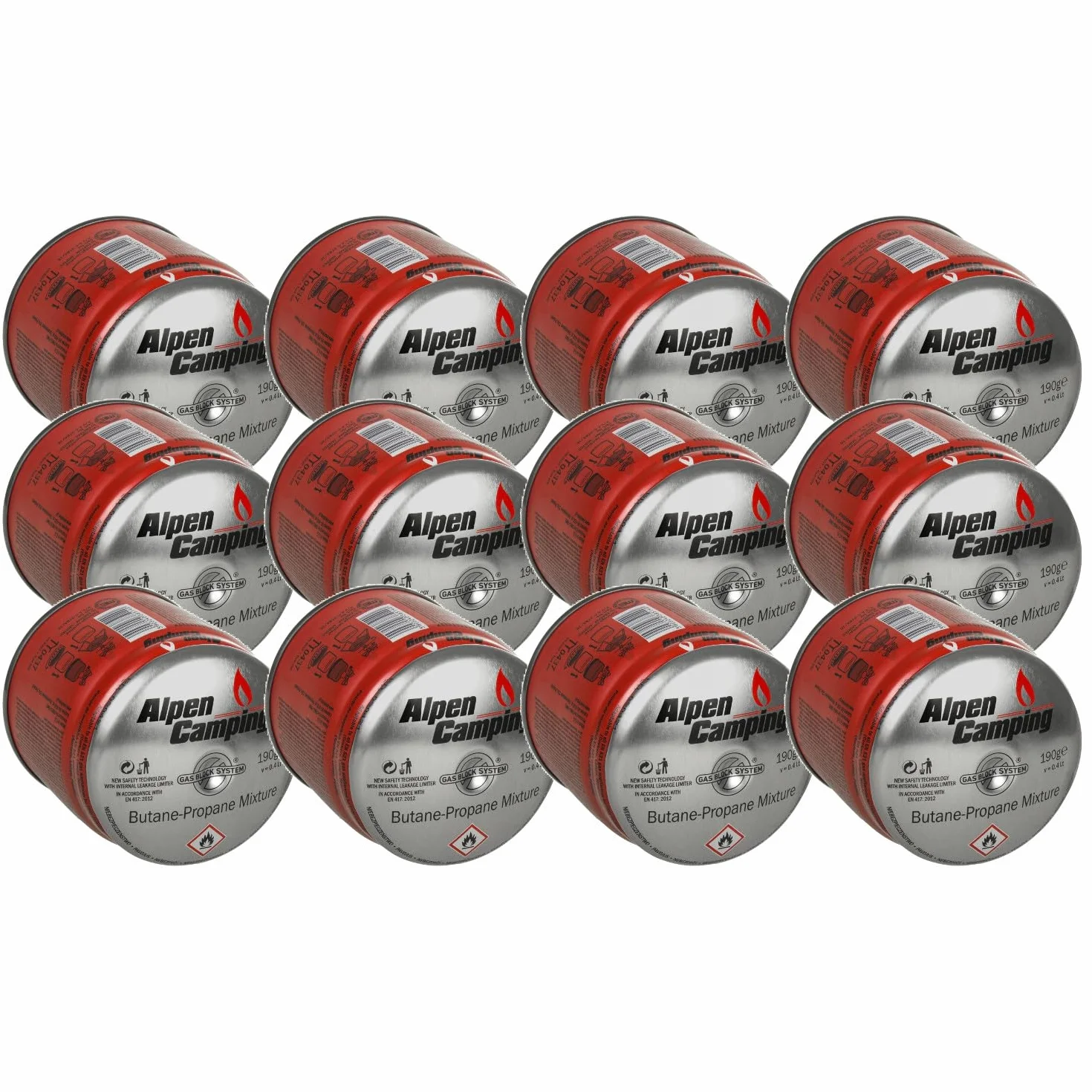 IK006 400 ml / 190 g kartusz gazowy propan-butan, wkład do kuchenki gazowej, kuchenki kempingowej, palnika lutowniczego Bunsena, EN417 (12)