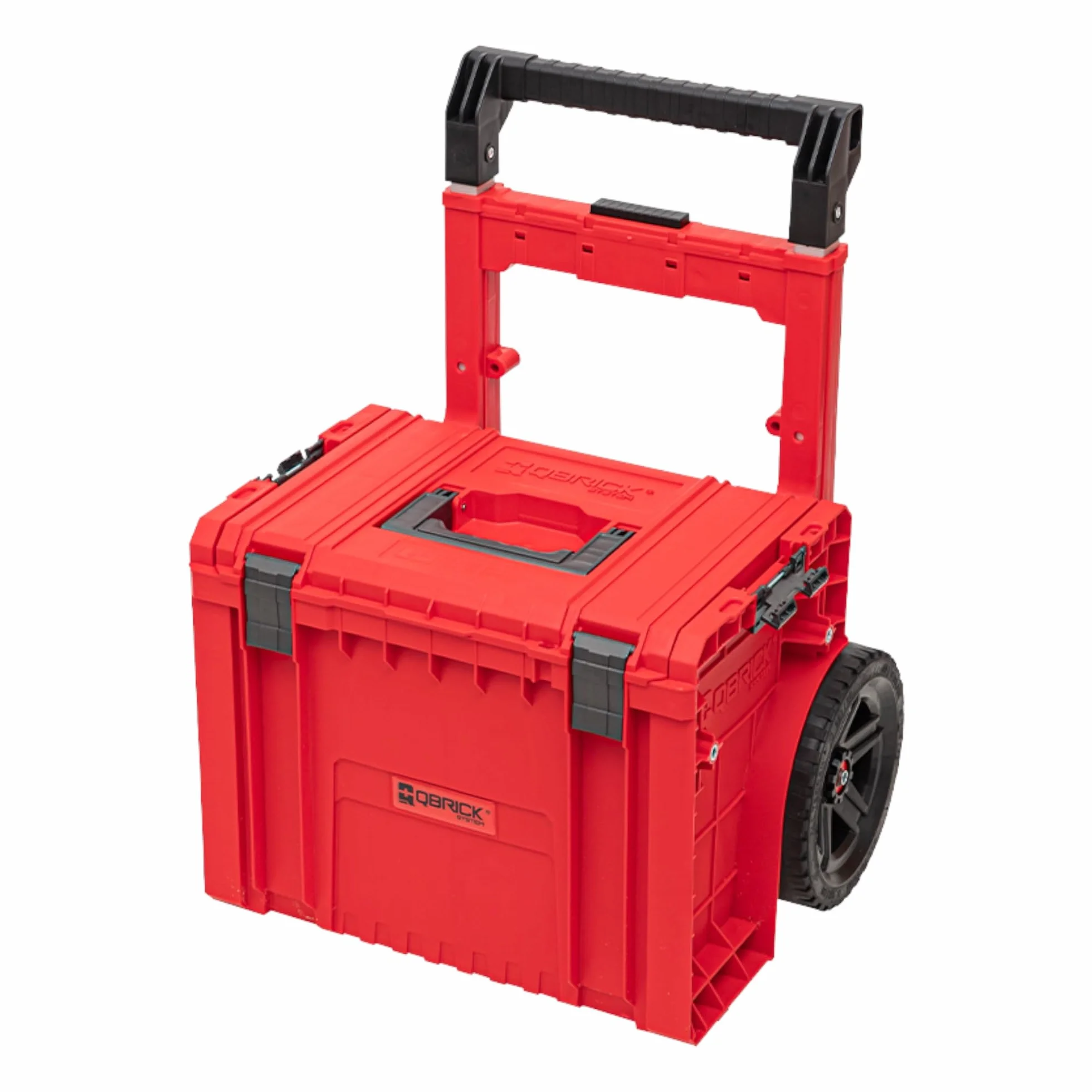 Qbrick System Pro Red Ultra HD walizka narzędziowa na kółkach, wózek narzędziowy, skrzynka narzędziowa z tworzywa sztucznego, skrzynka na narzędzia na kółkach z zamknięciami zaciskowymi, warsztat,