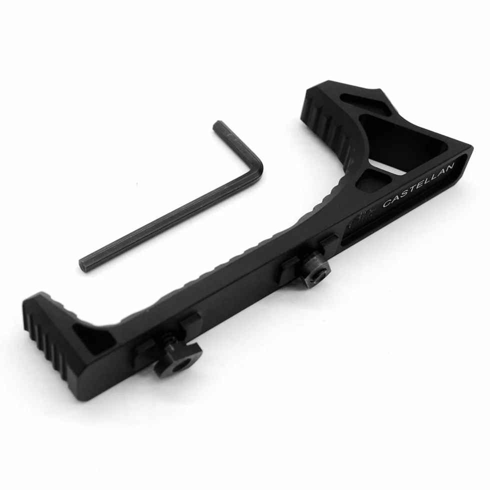 TRIROCK Black Tactical Aluminum Link Curved Angled Hand Stop fits M-LOK handguard rail system