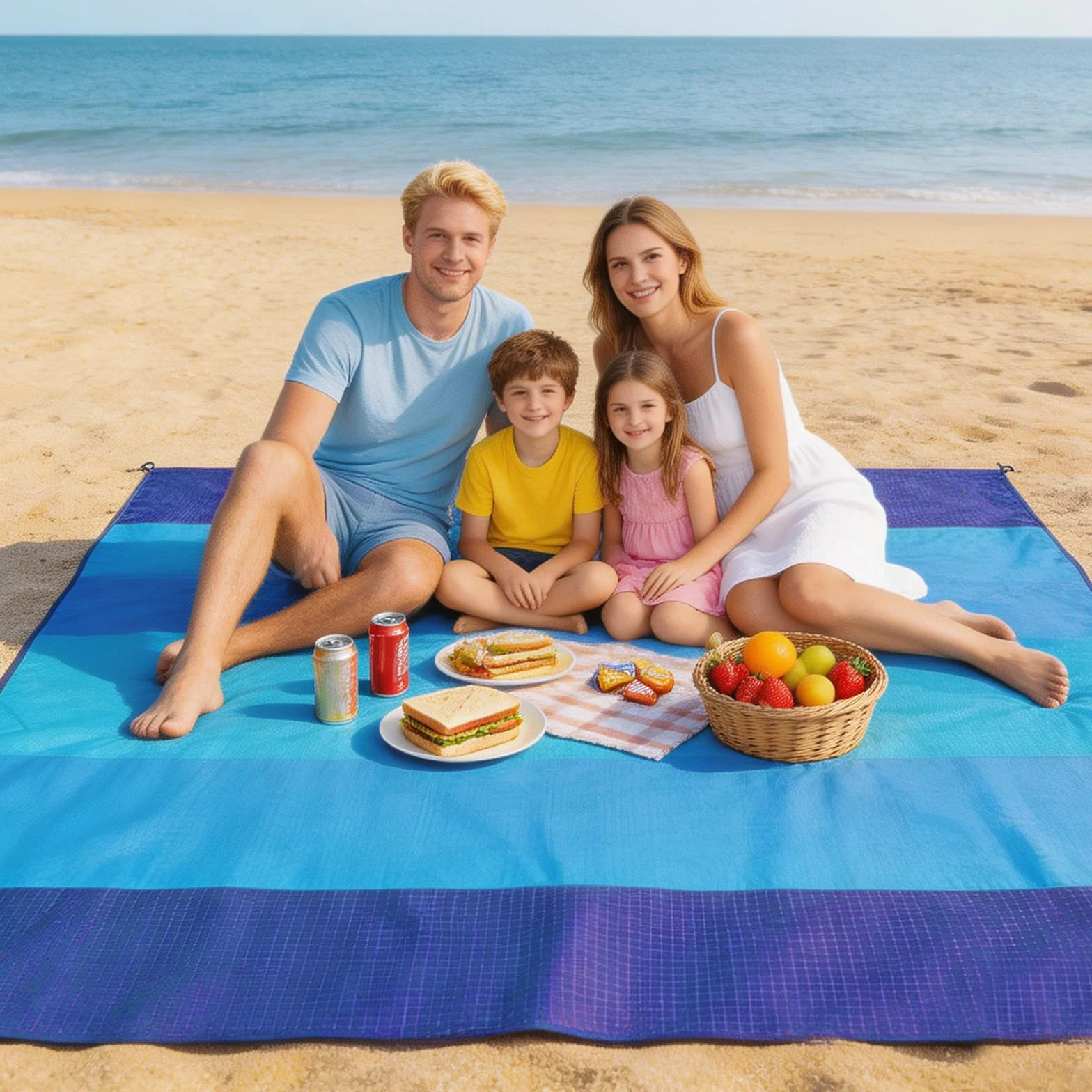 Mata plażowa wodoszczelna 210 x 200 cm składana koc kempingowy z torbą