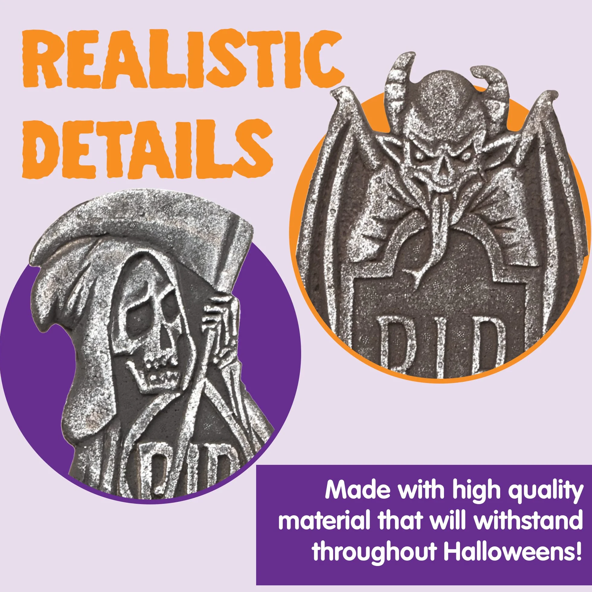 JOYIN 43 cm piankowe nagrobki cmentarne Halloween 5 sztuk dekoracje z 10 metalowymi słupkami